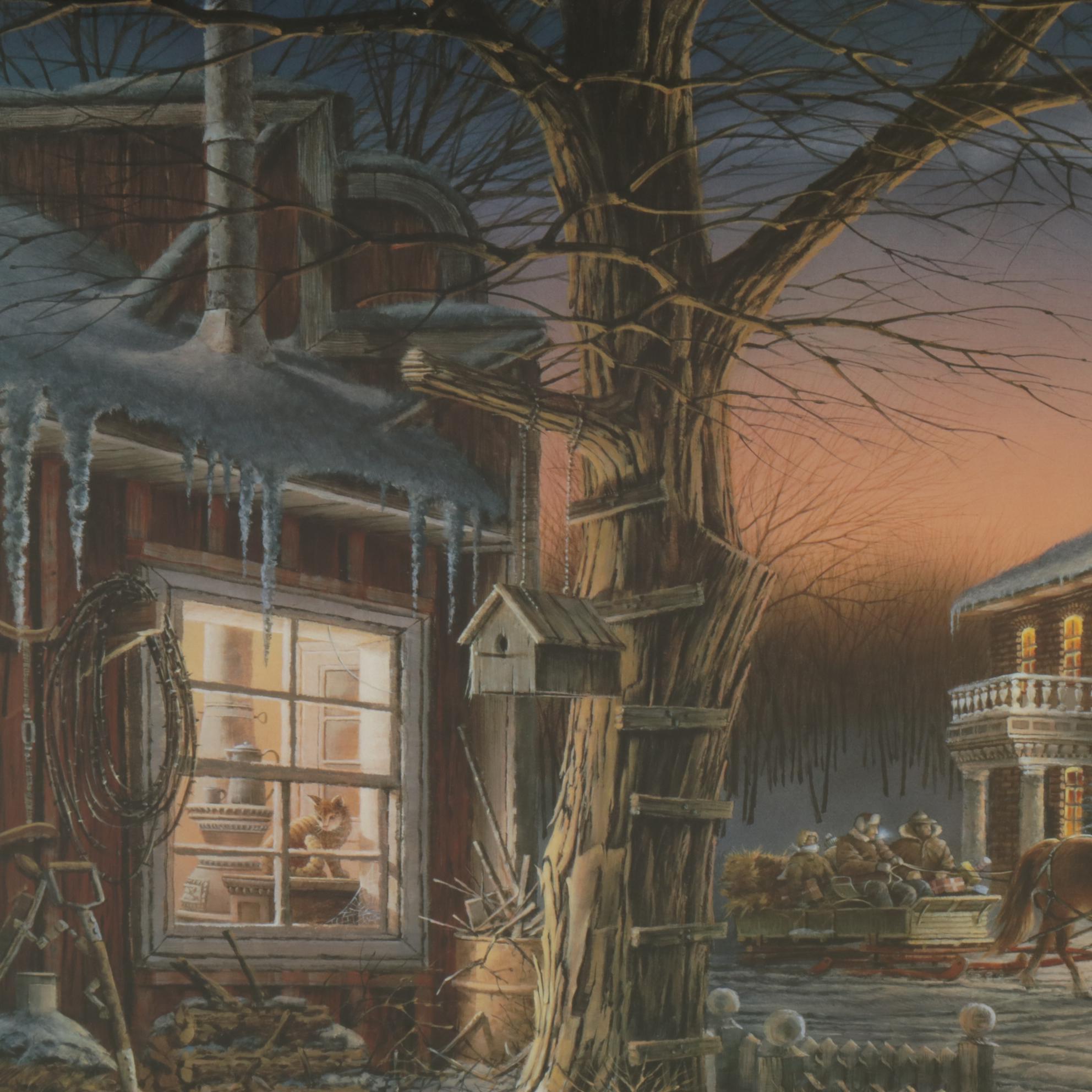 Terry Redlin Offset Lithograph "Trimming the Tree," 1995