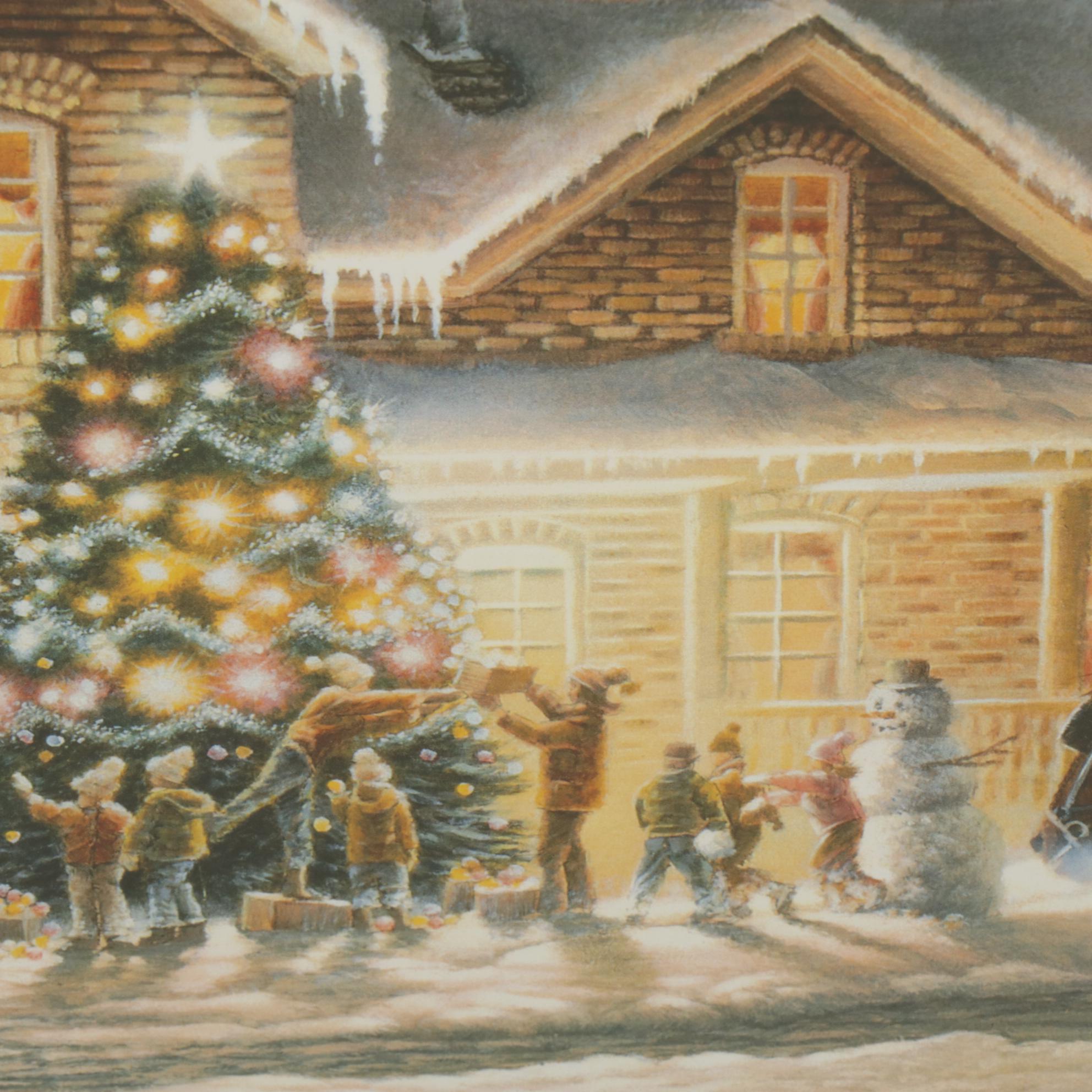 Terry Redlin Offset Lithograph "Trimming the Tree," 1995