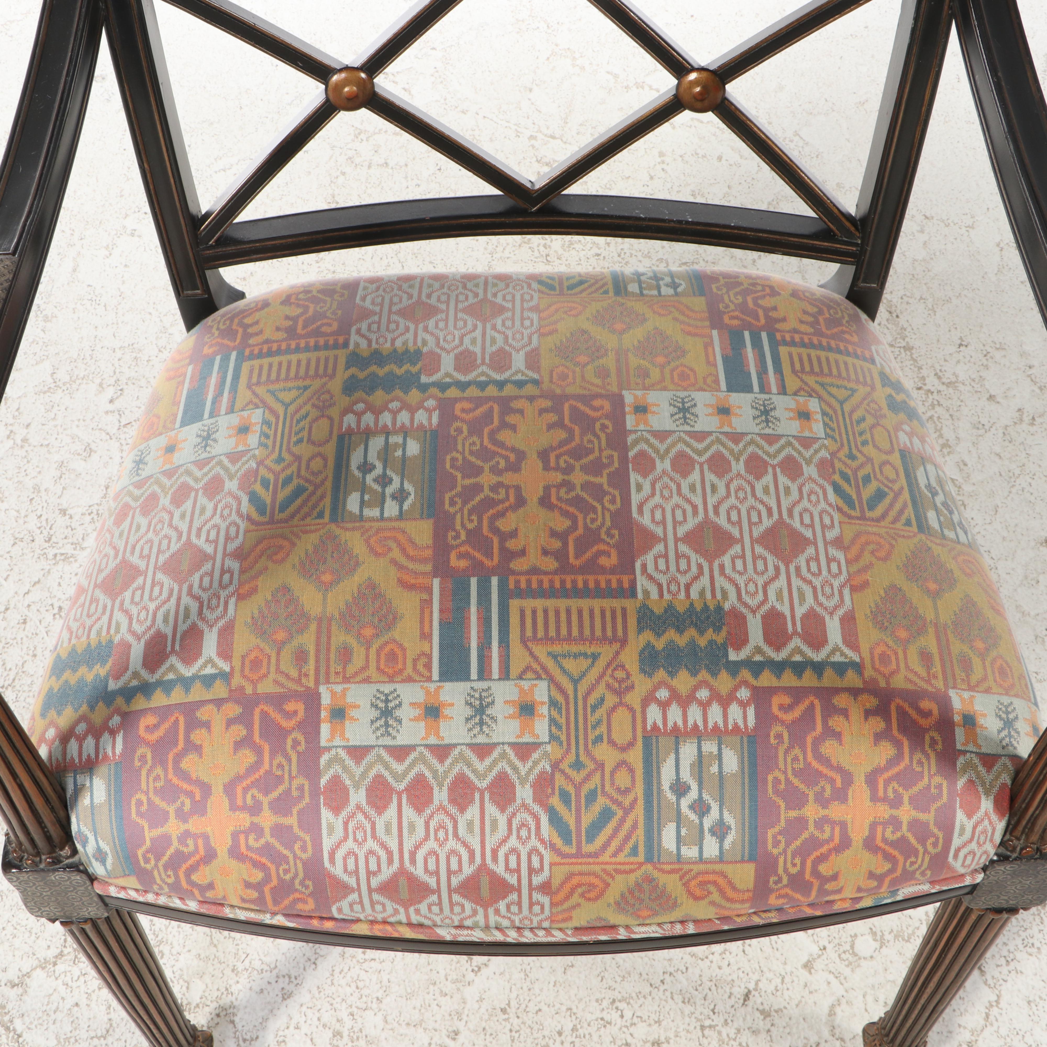 Interior Crafts (Chicago) Regency Style, Chinoiserie-Decorated Armchair