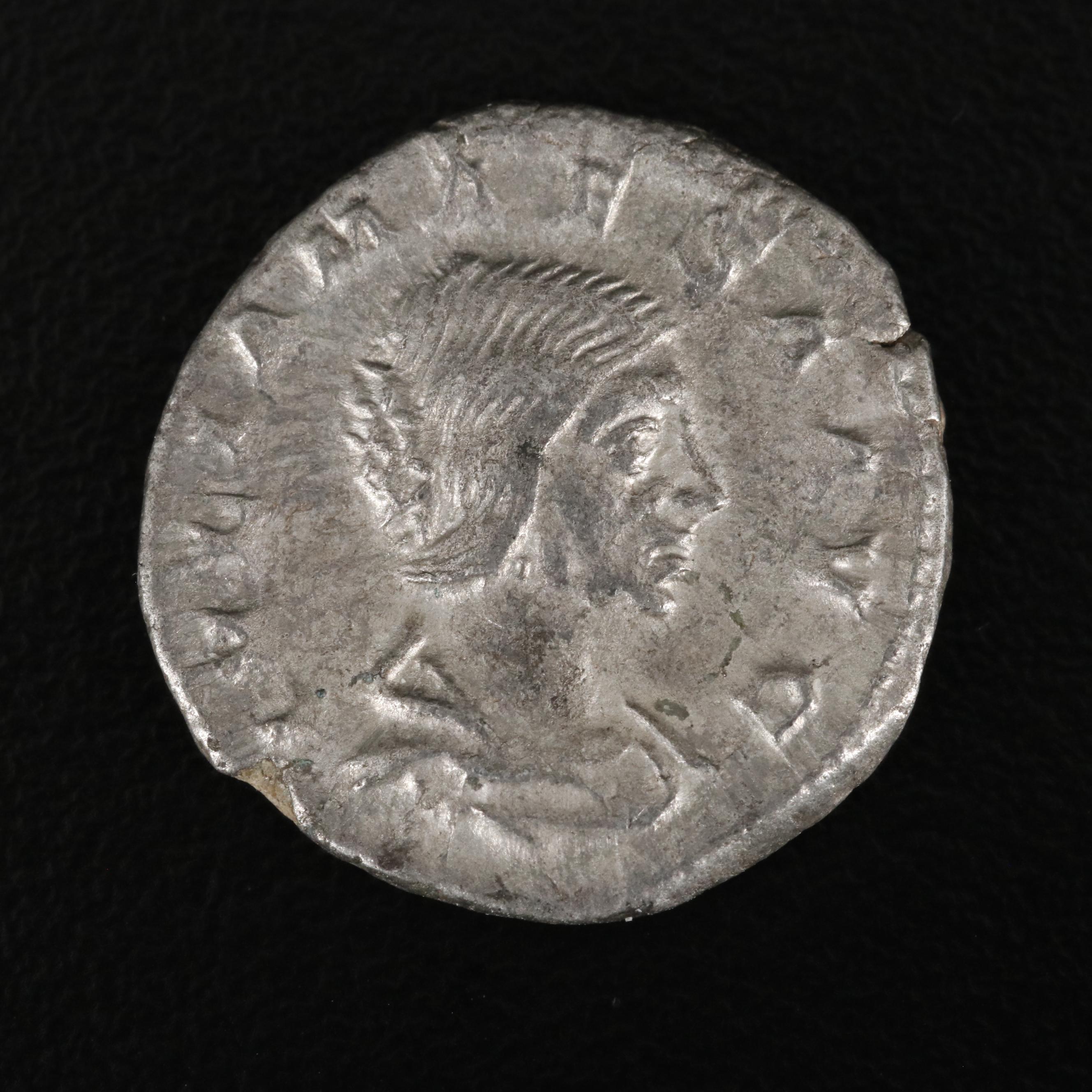 Ancient Roman Imperial AR Denarius Coin of Julia Maesa, ca. 218 A.D.