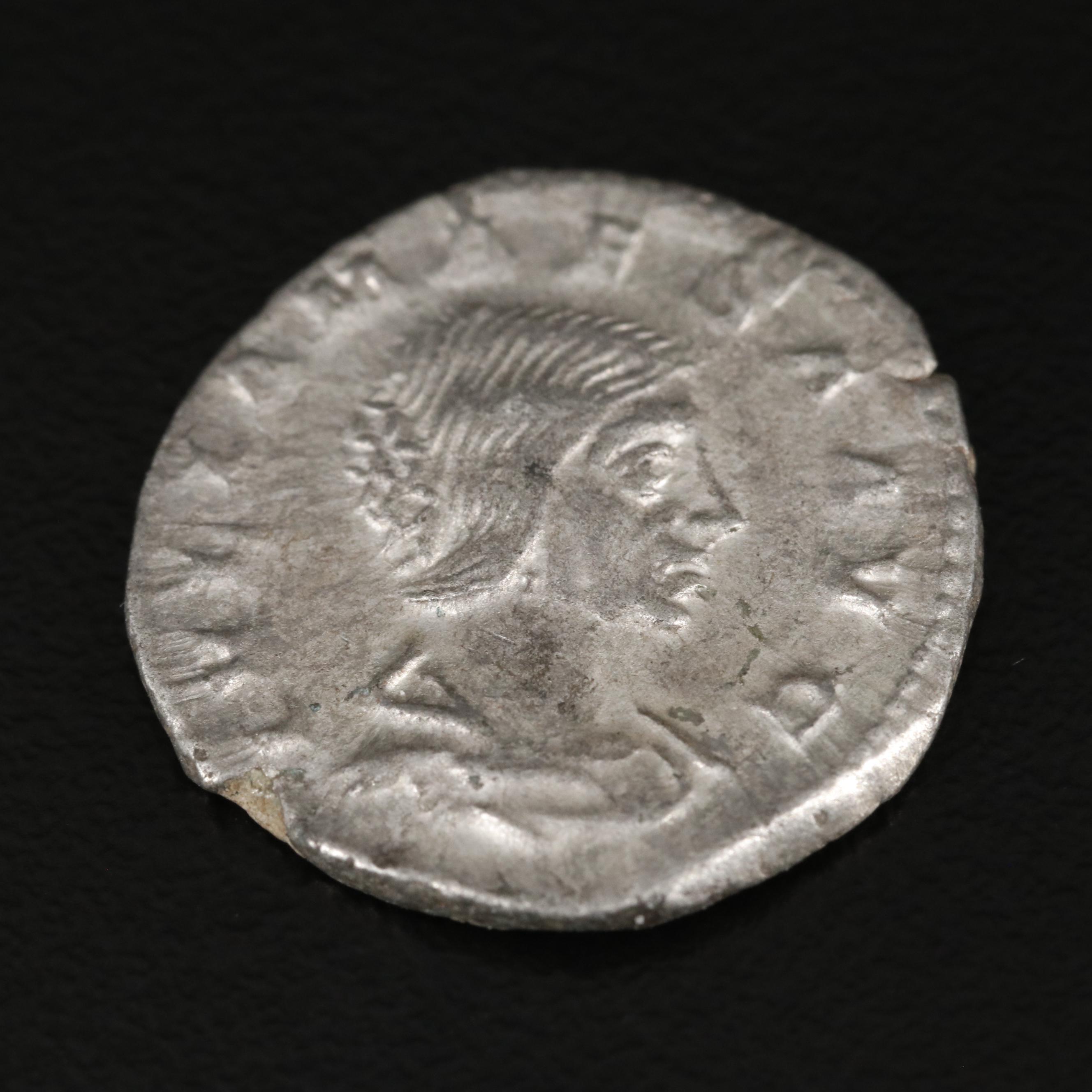 Ancient Roman Imperial AR Denarius Coin of Julia Maesa, ca. 218 A.D.