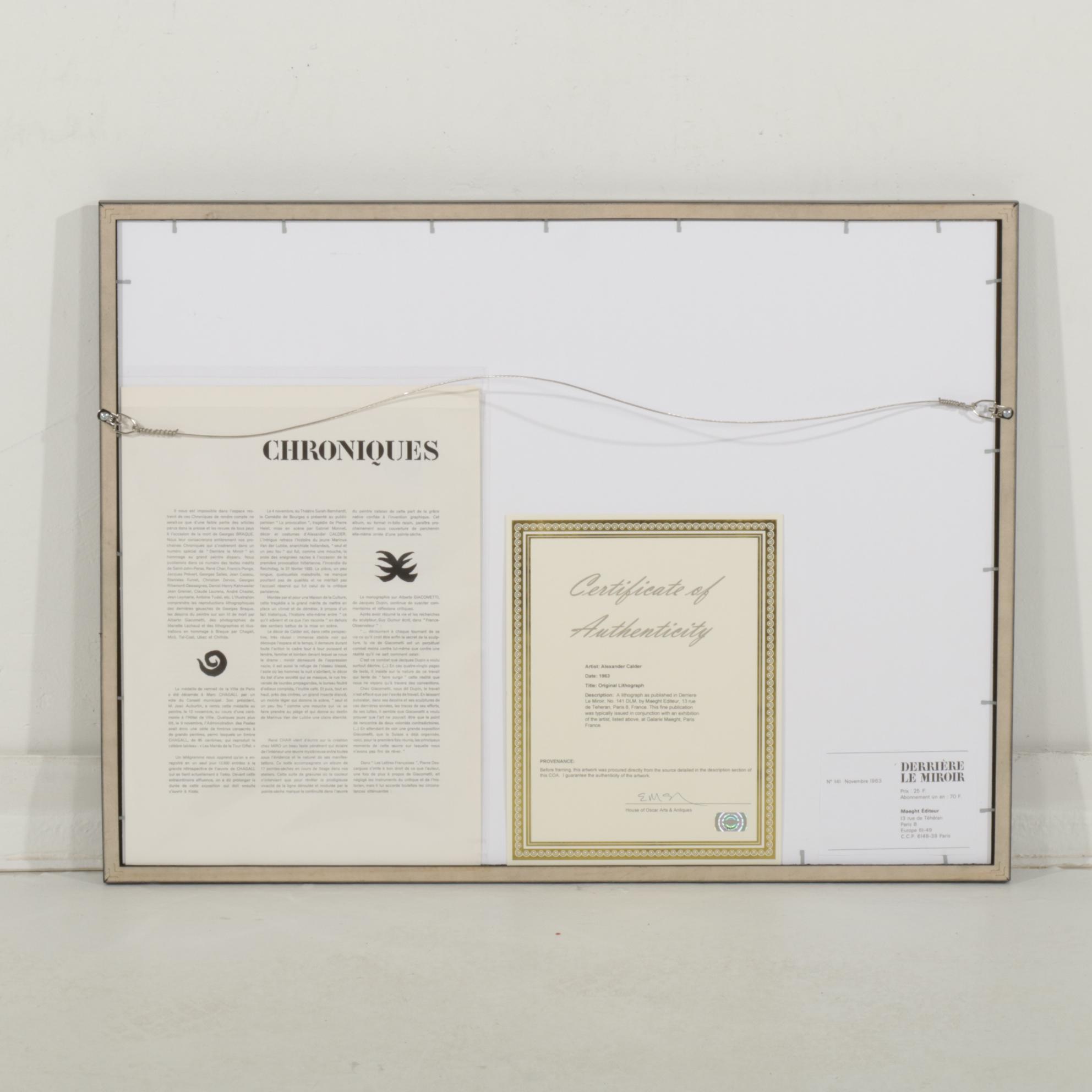 Alexander Calder Double-Page Color Lithograph for "Derrière le Miroir," 1963