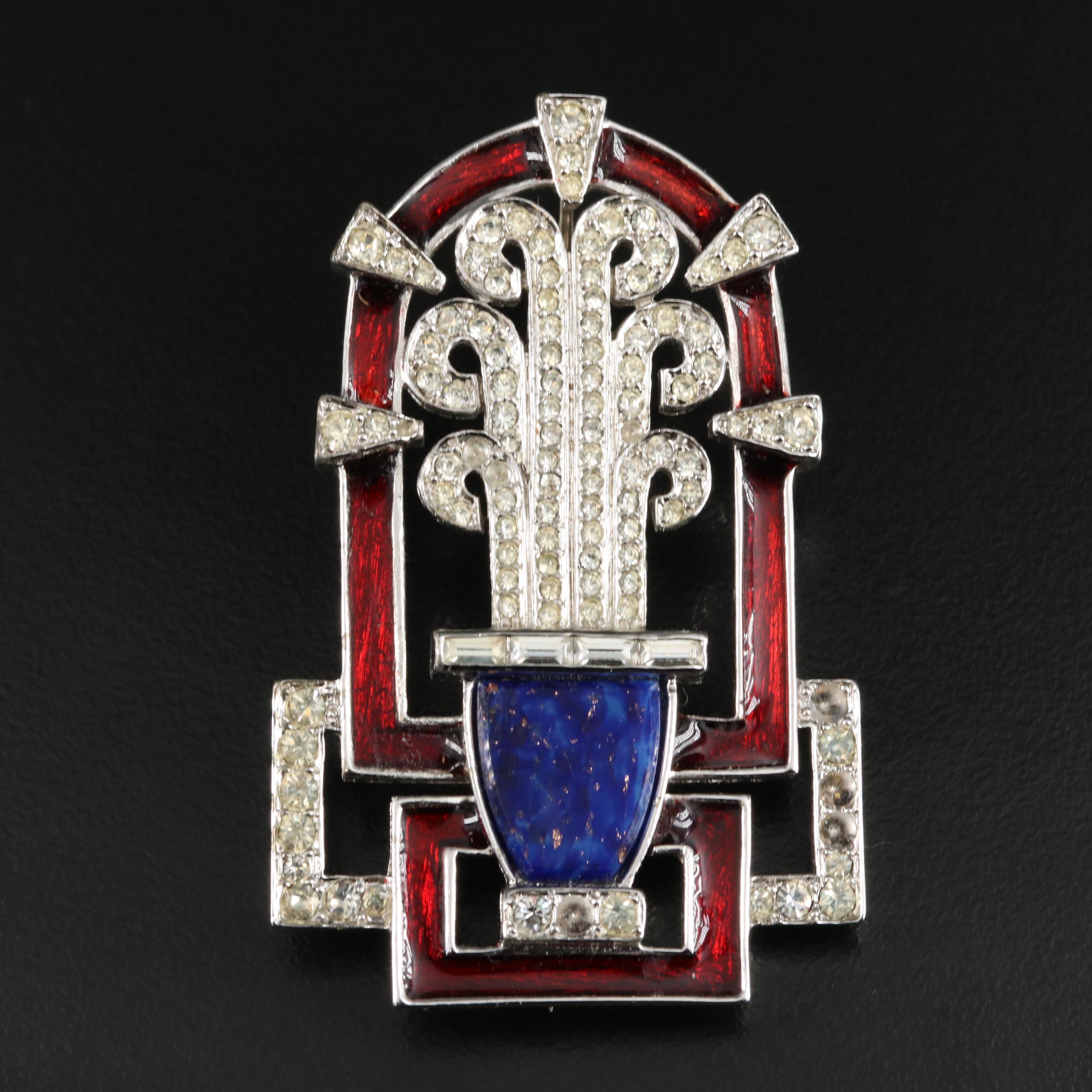 1960s Joseph Mazer Stylized Fountain Brooch