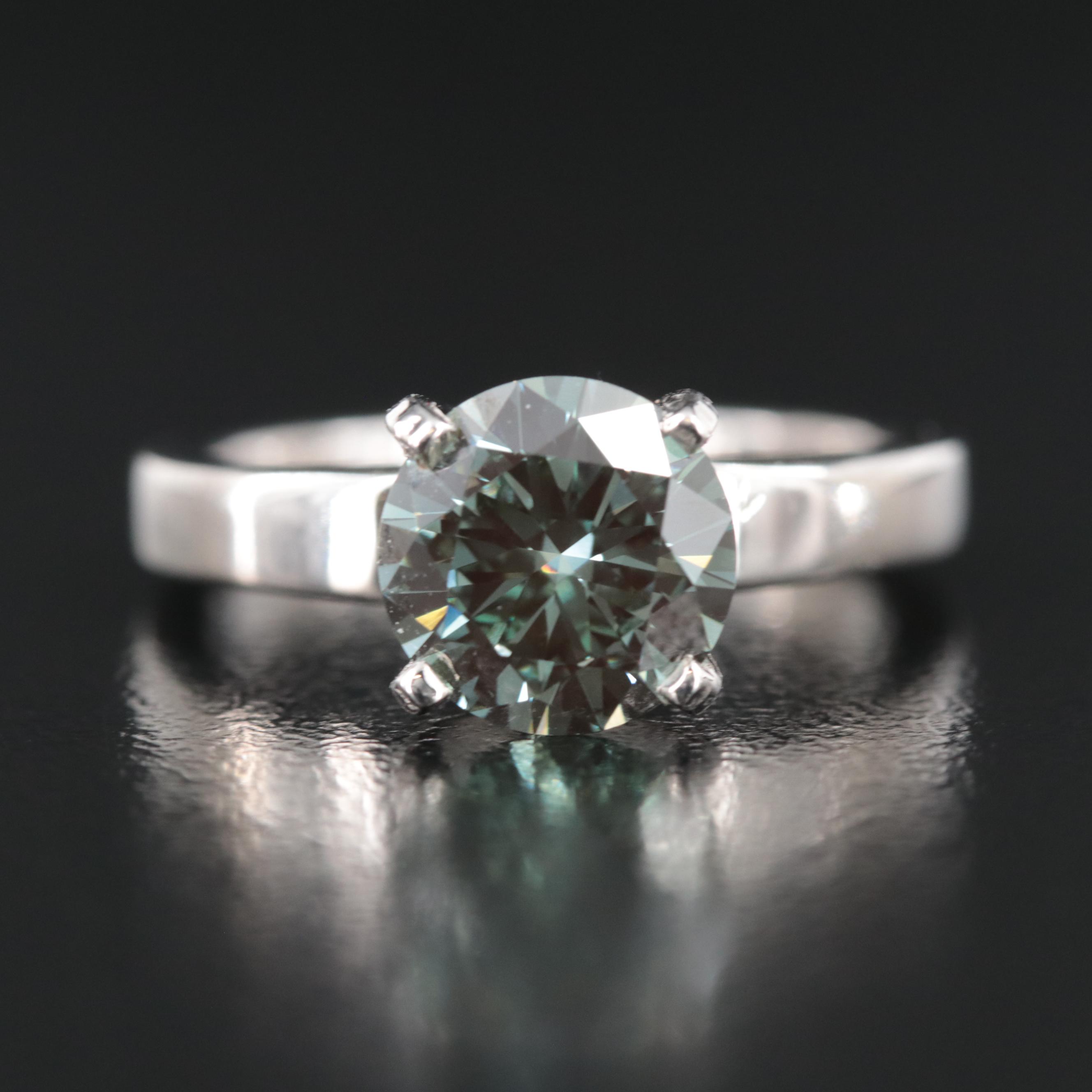 14K 2.25 CTW (Origin Undetermined) Fancy Dark Green Diamond Ring