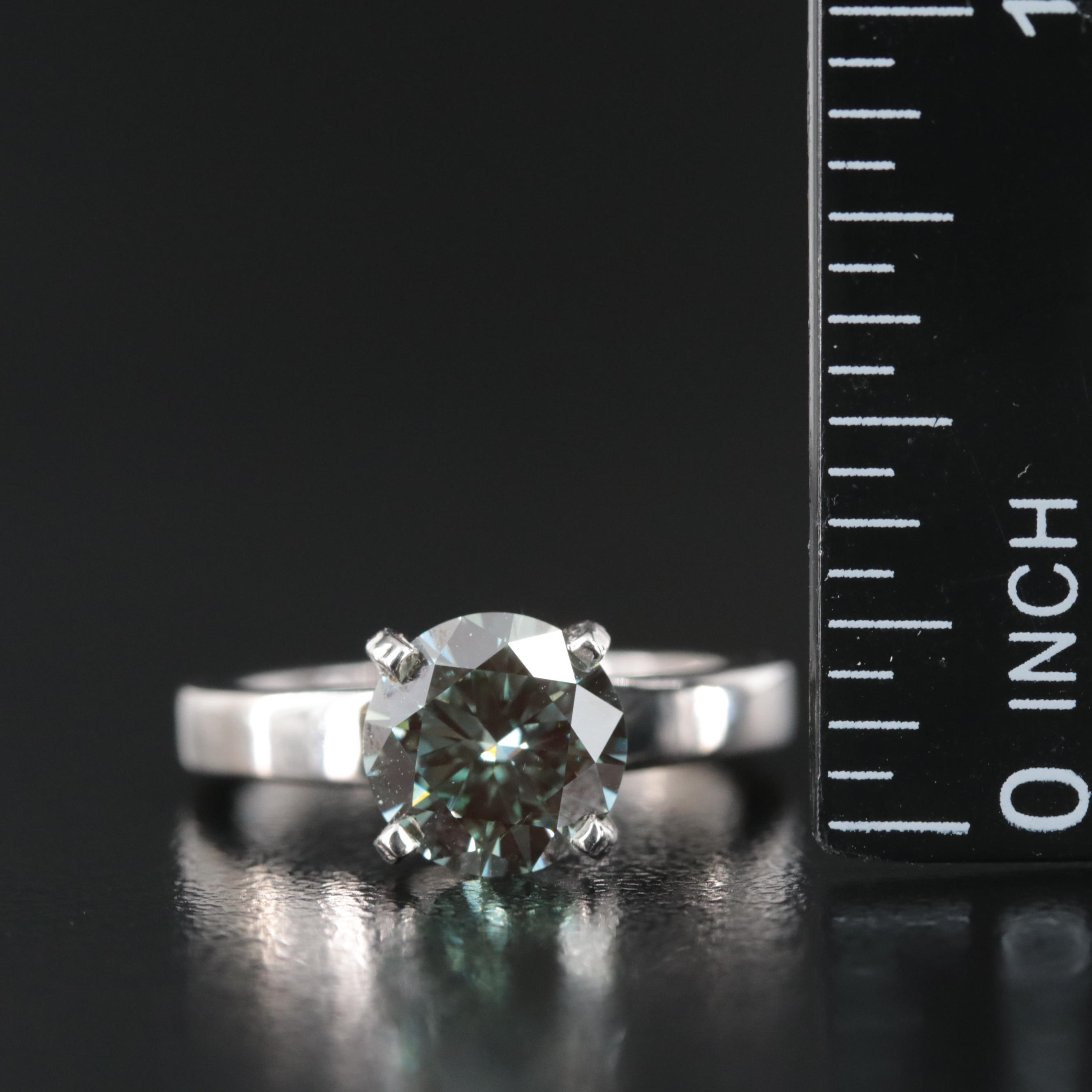 14K 2.25 CTW (Origin Undetermined) Fancy Dark Green Diamond Ring