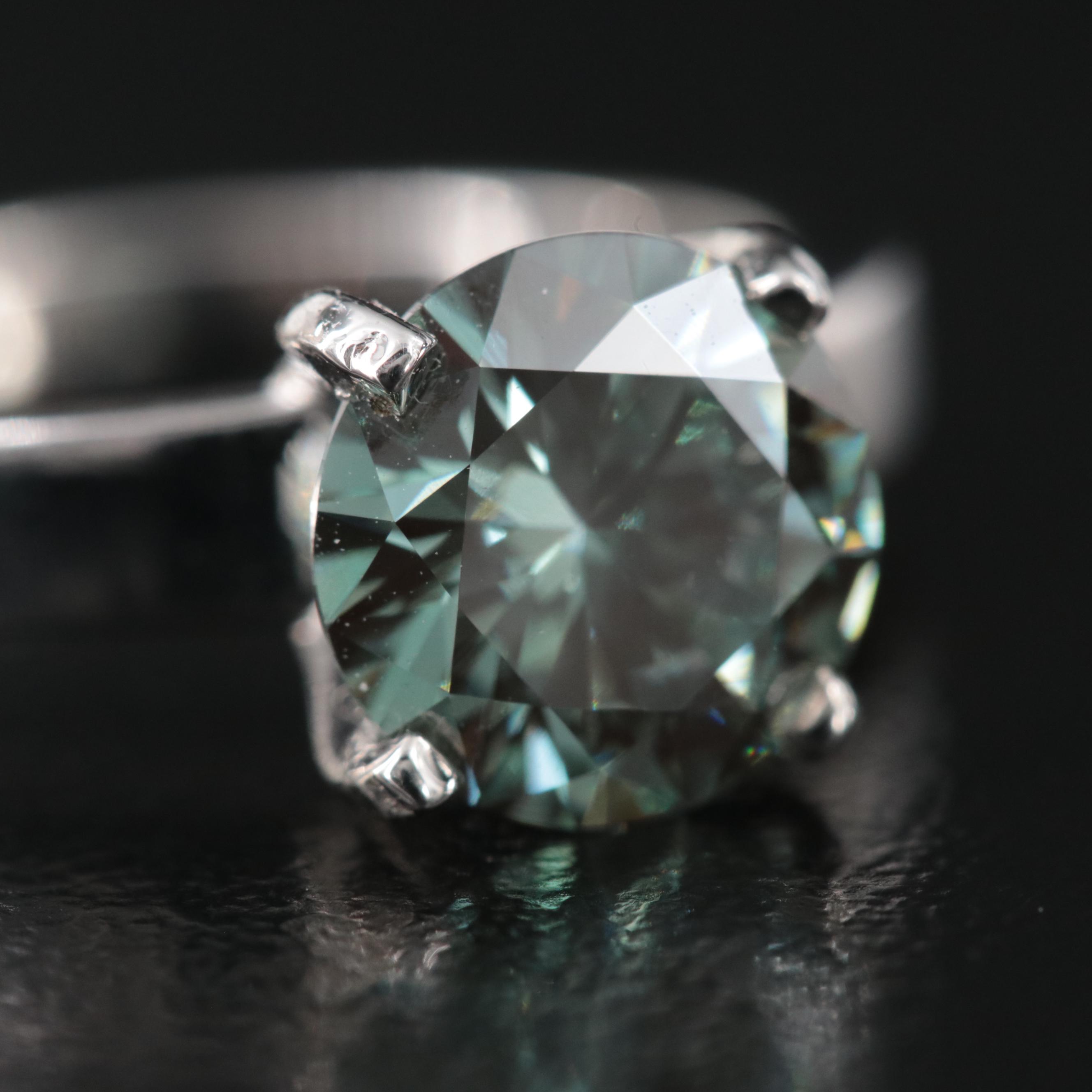 14K 2.25 CTW (Origin Undetermined) Fancy Dark Green Diamond Ring