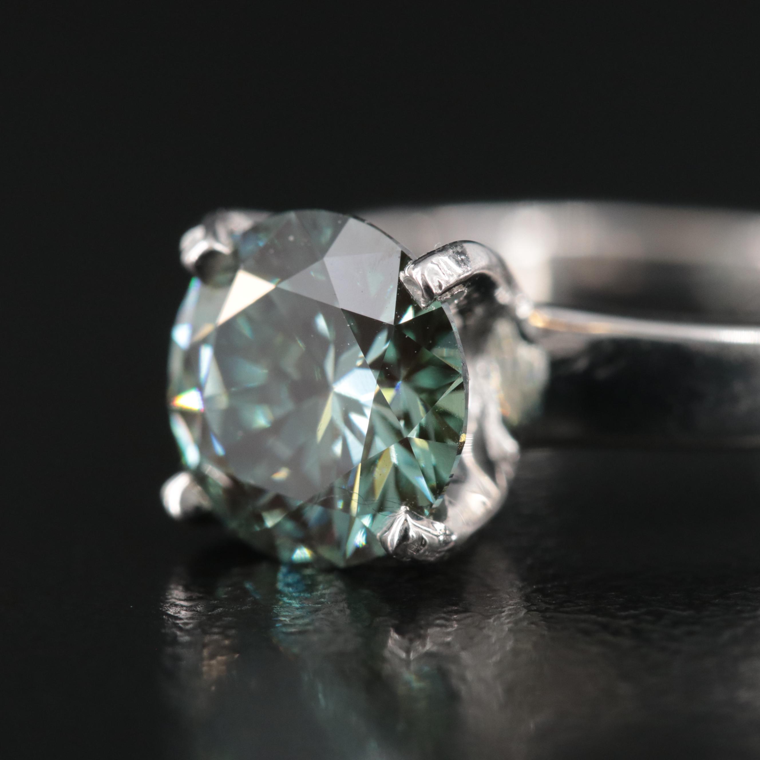 14K 2.25 CTW (Origin Undetermined) Fancy Dark Green Diamond Ring