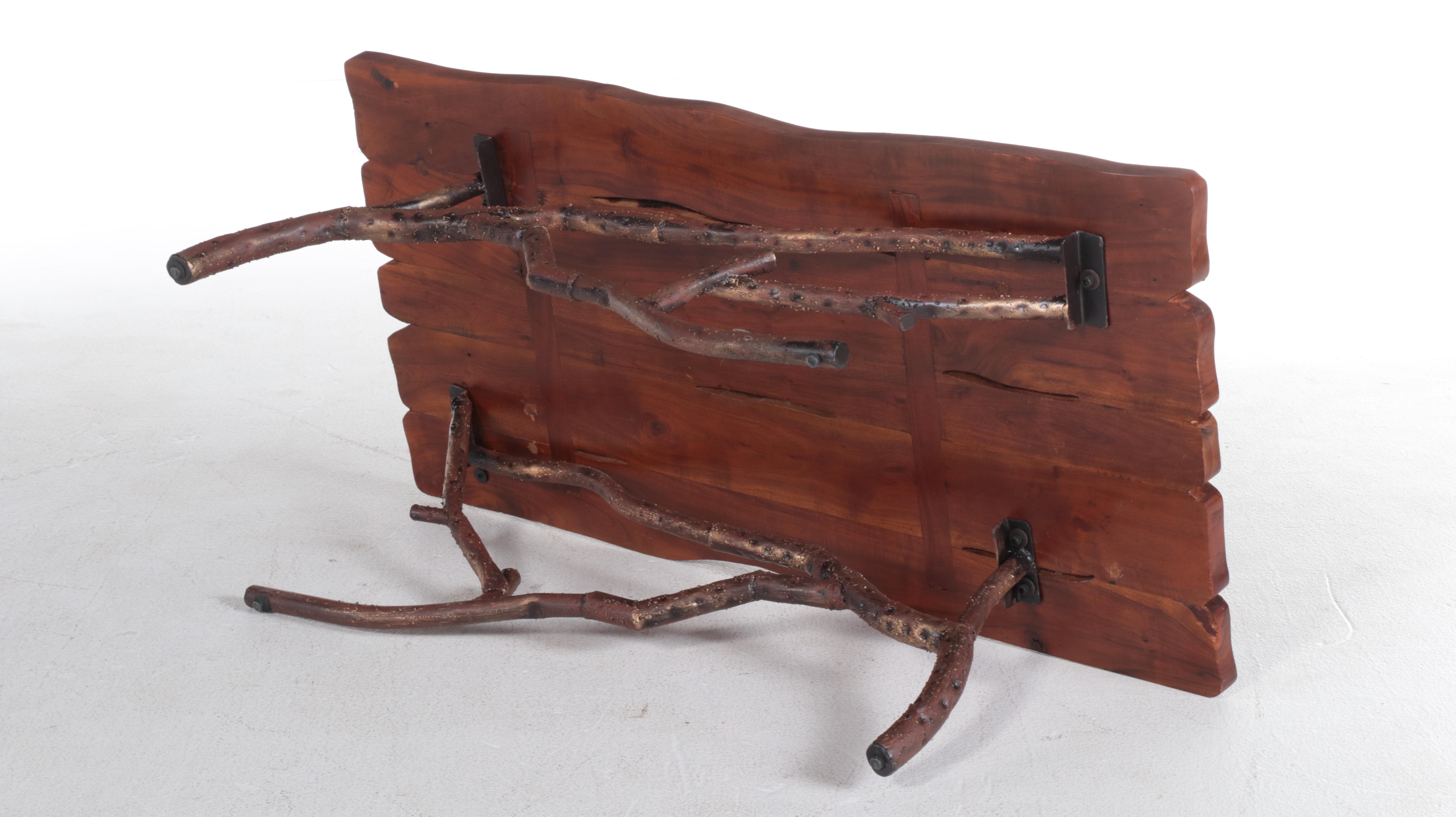 Pier 1 Imports Faux Bois Base and Naturalistic Plank Top Coffee Table