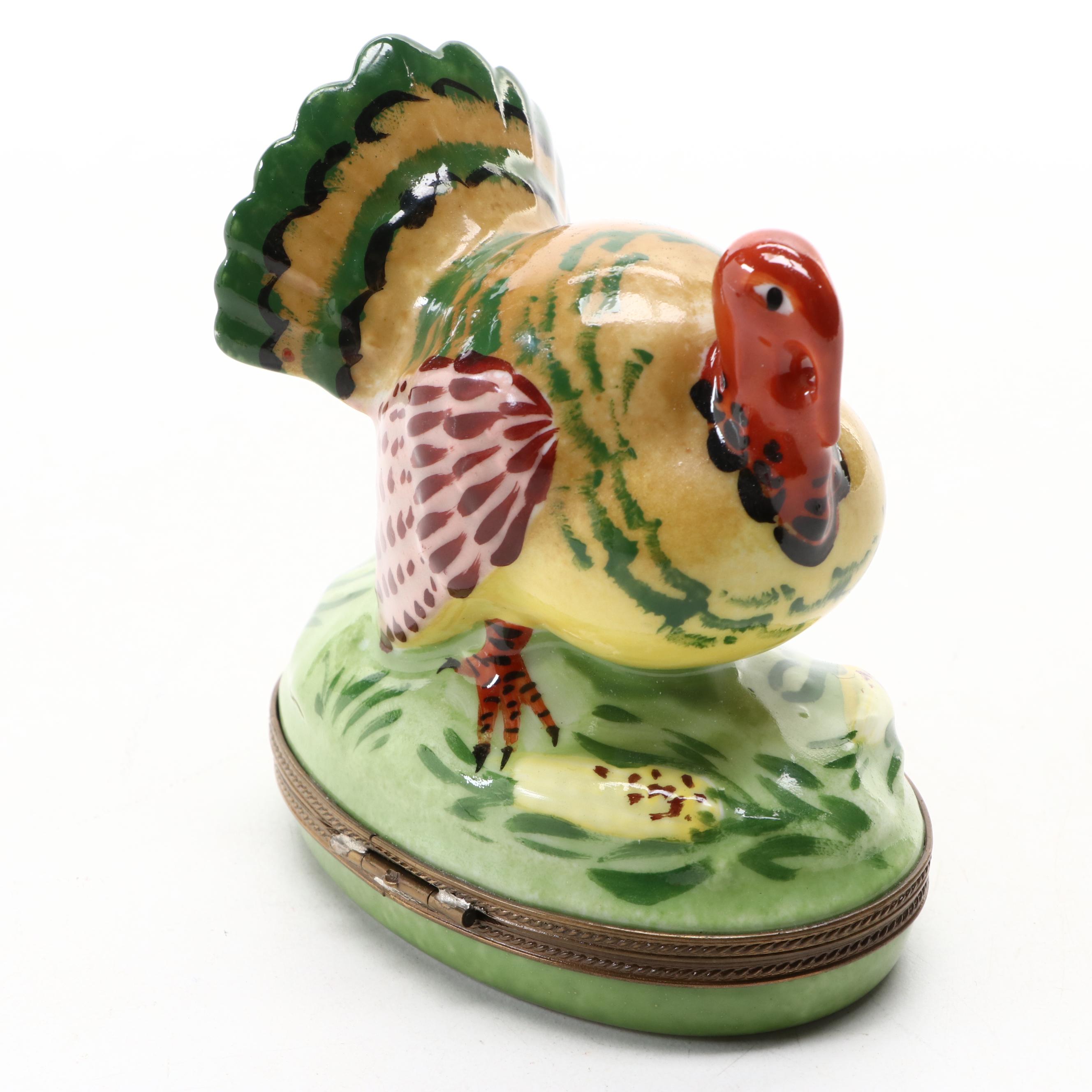 Tiffany & Co. Hand-Painted Porcelain Turkey Limoges Box