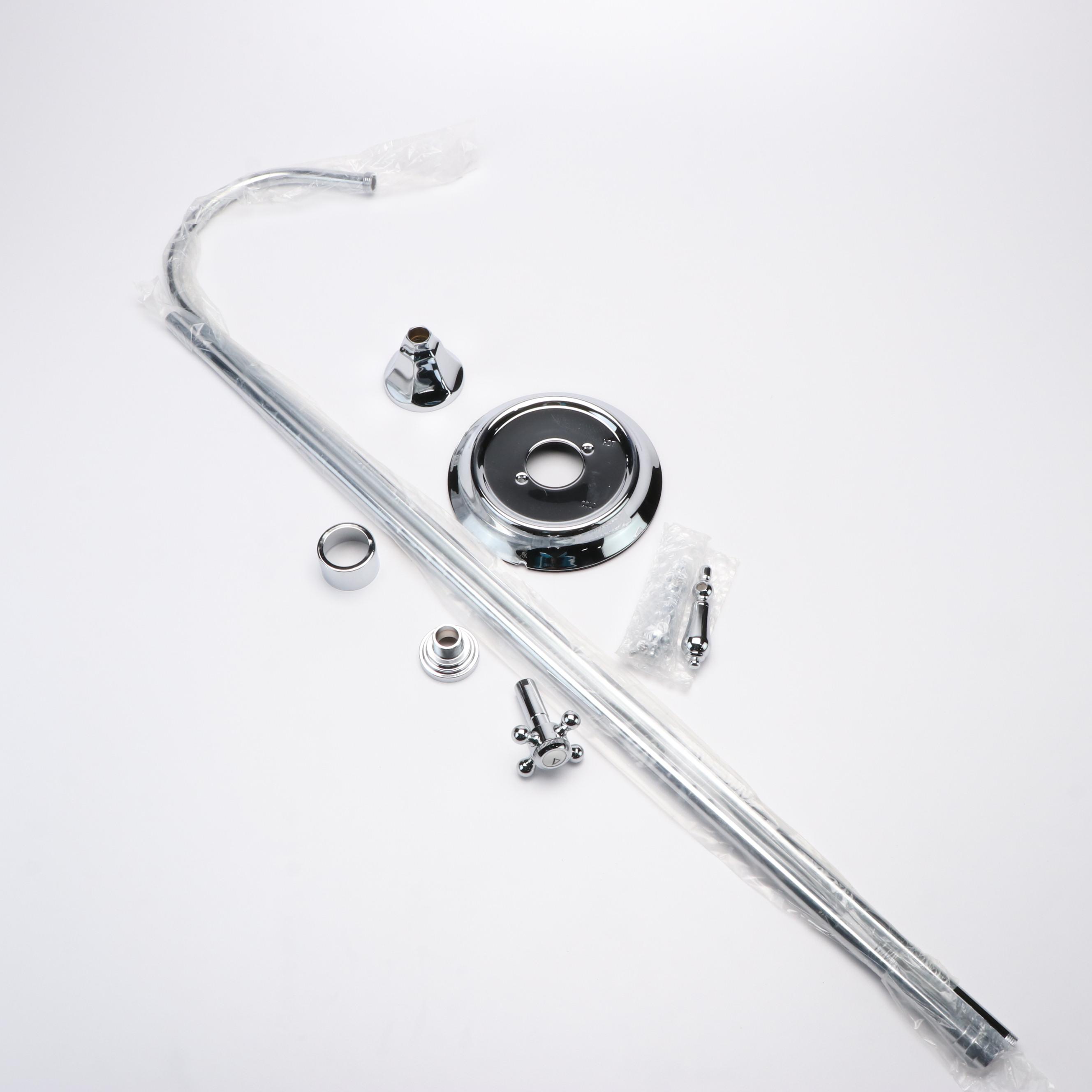 Chrome Finish Shower Riser Pipe, Balance Shower Valve, and Lever Handles