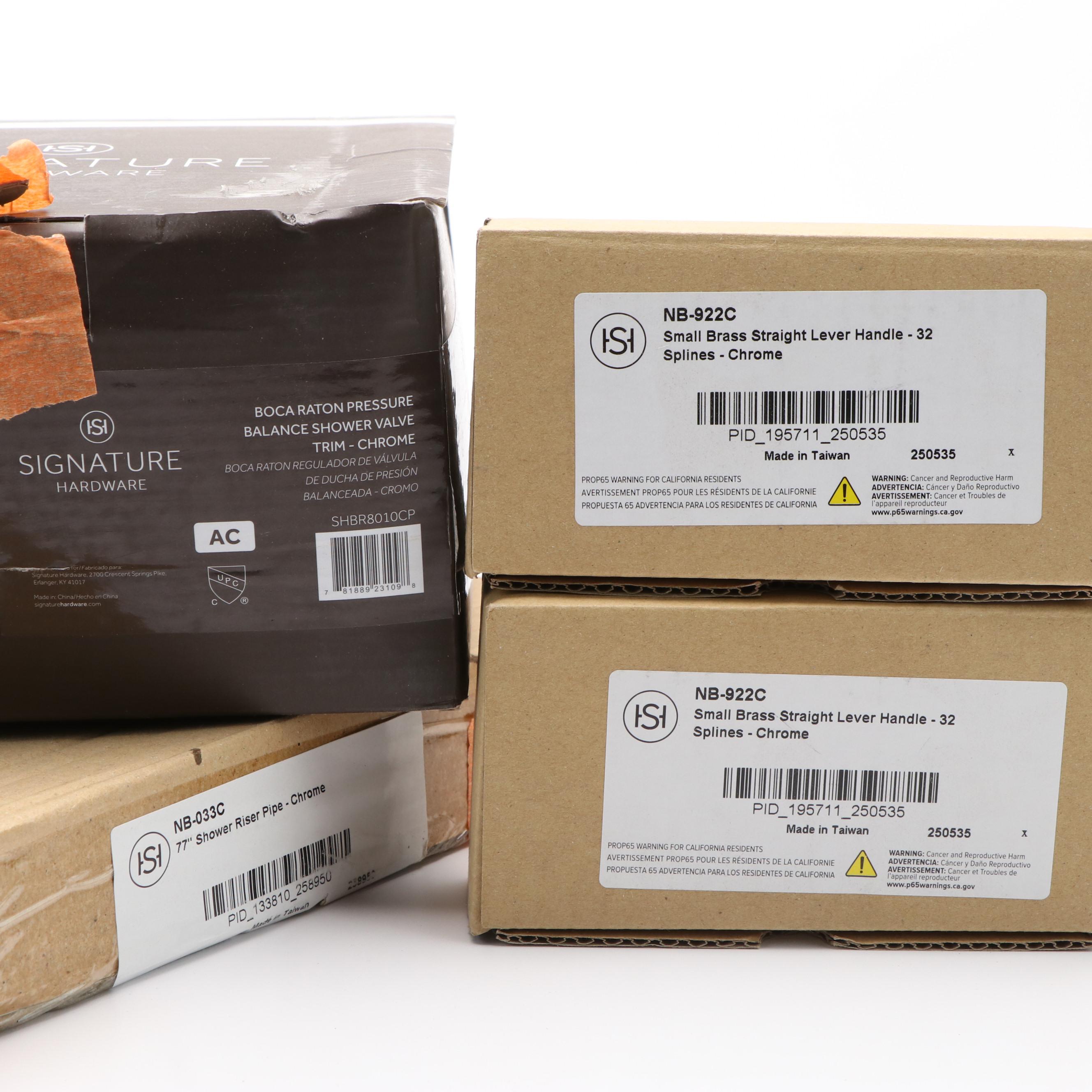 Chrome Finish Shower Riser Pipe, Balance Shower Valve, and Lever Handles