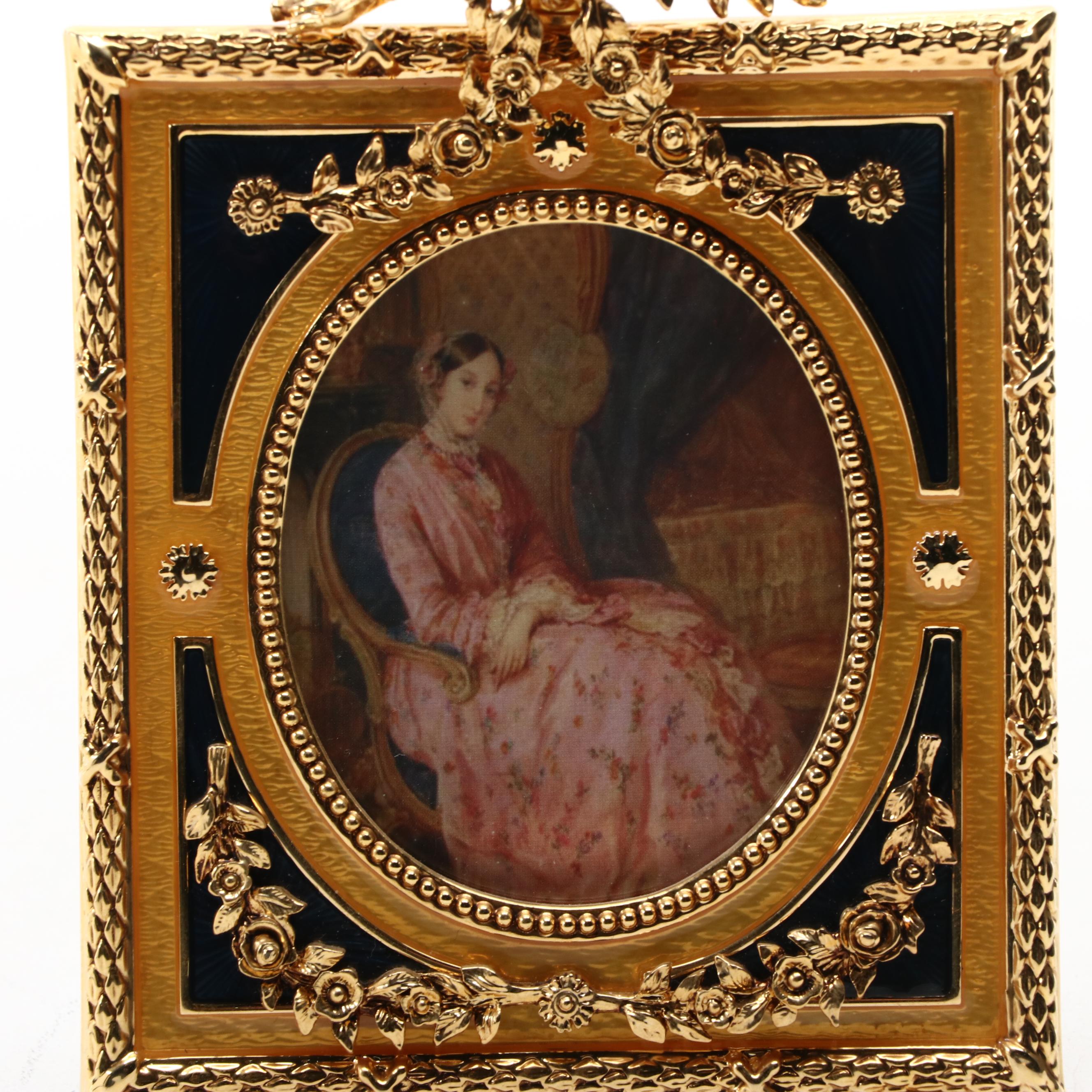 Faberge Embellished Guilloché Enamel Miniature Picture Frame