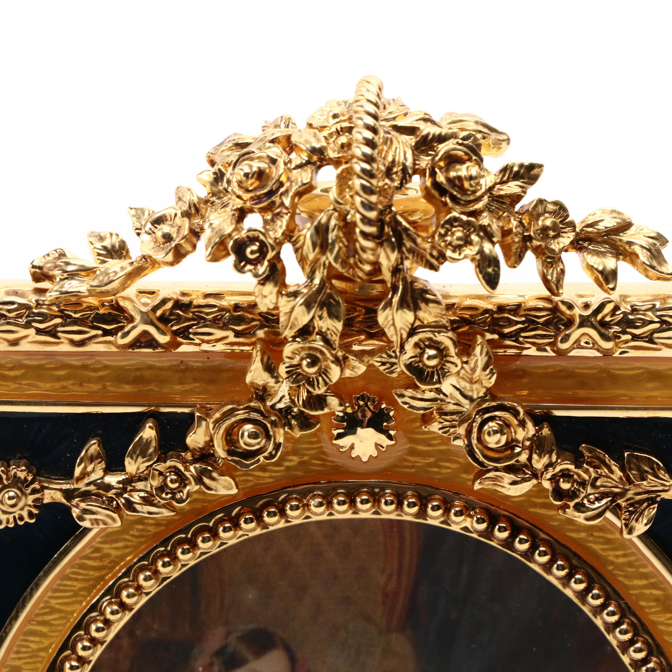 Faberge Embellished Guilloché Enamel Miniature Picture Frame