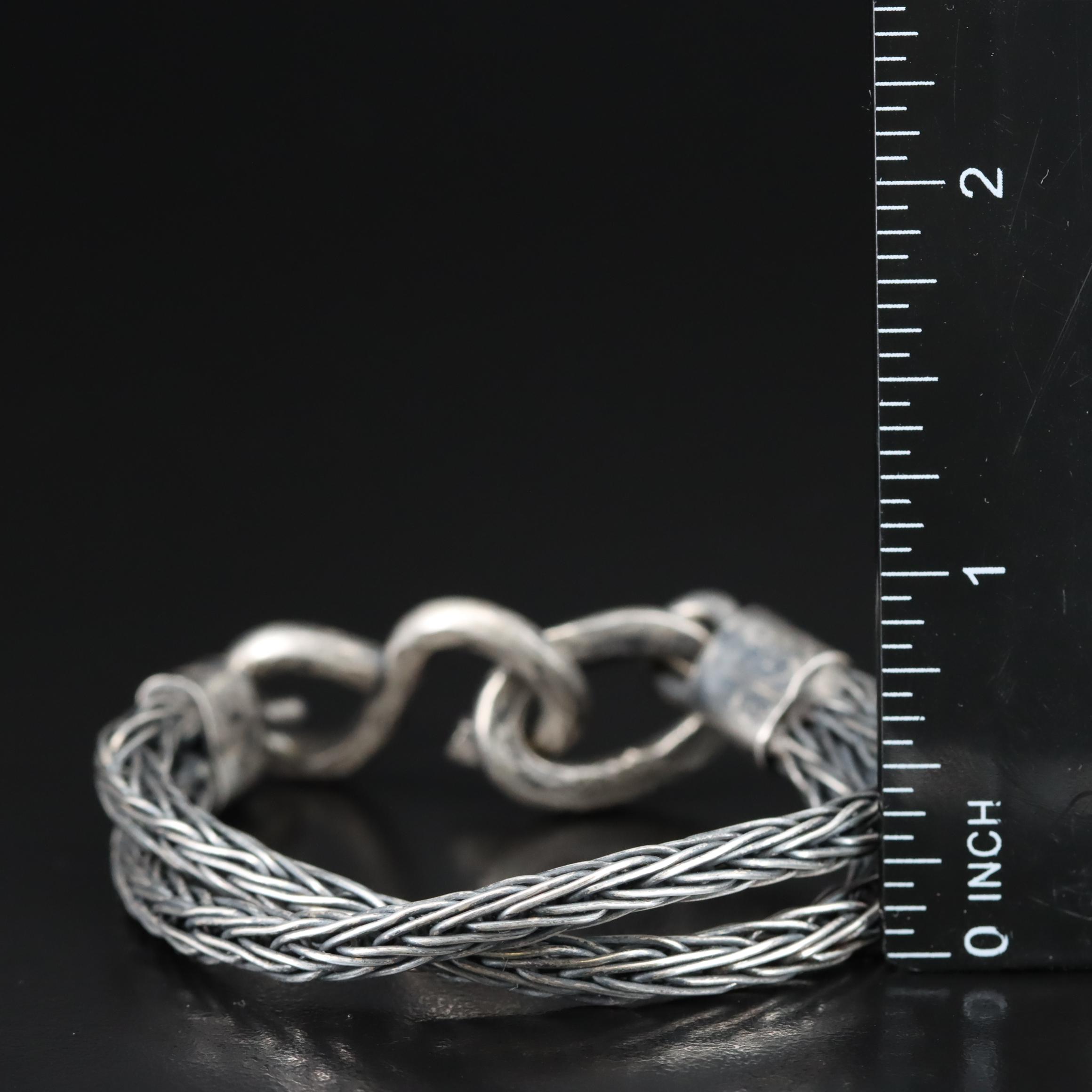 Sterling Wheat Chain Crossover Bracelet