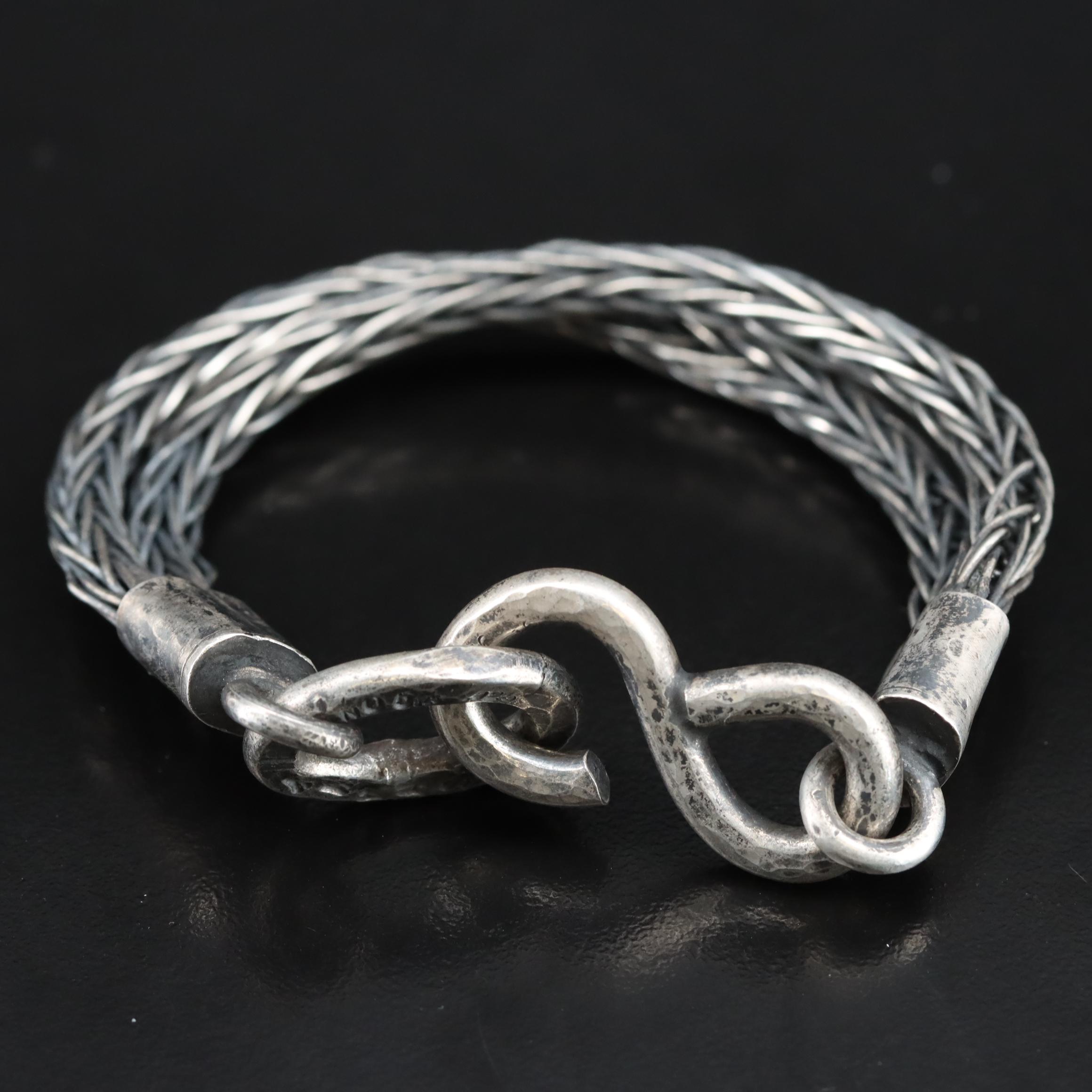 Sterling Wheat Chain Crossover Bracelet