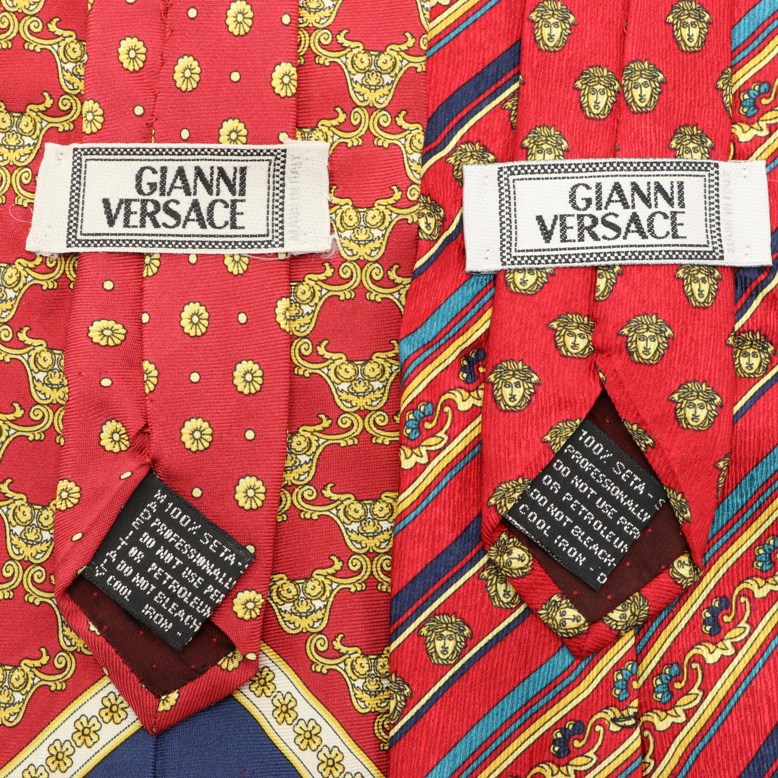 Men's Gianni Versace Primary Color Patterned Silk Neck Ties