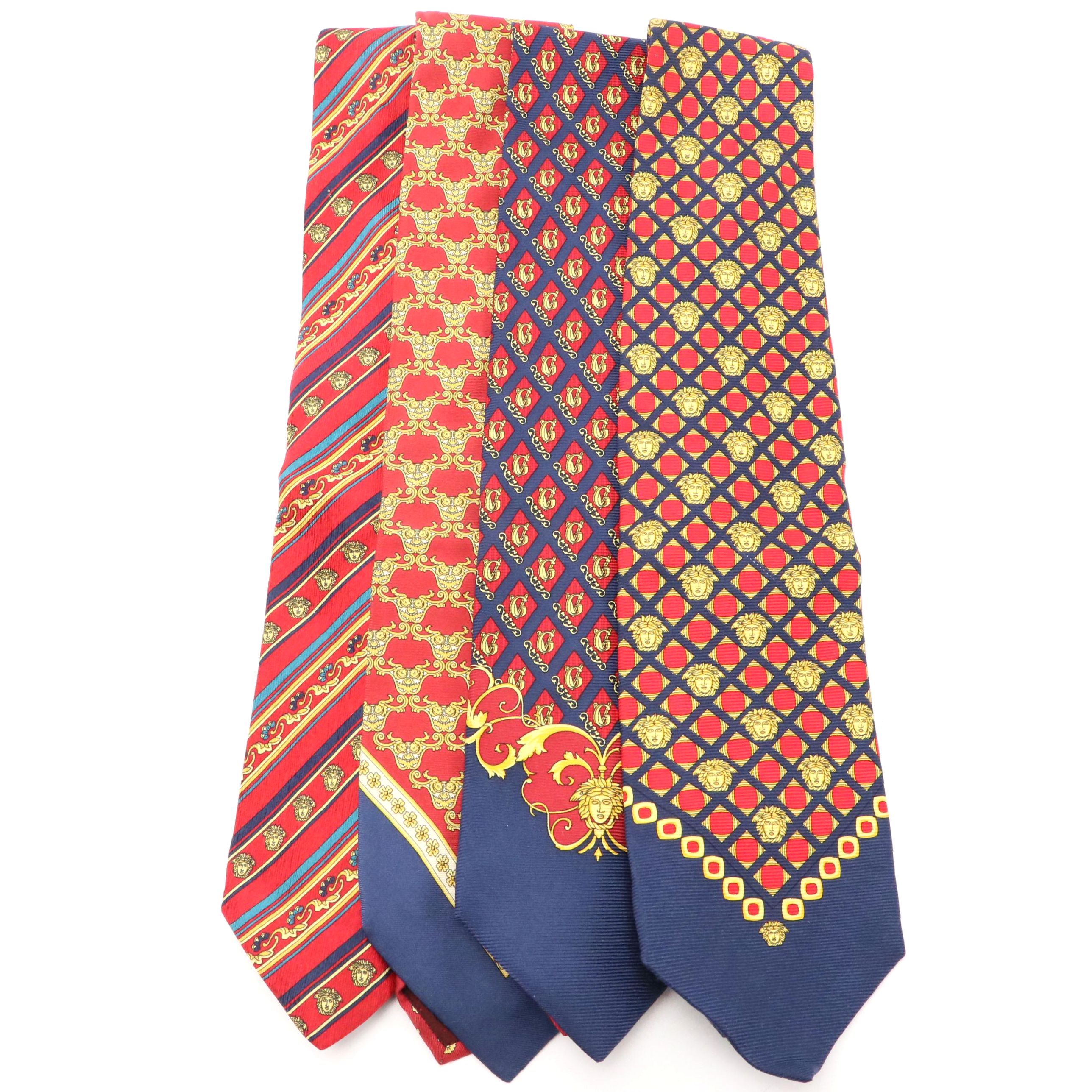 Men's Gianni Versace Primary Color Patterned Silk Neck Ties