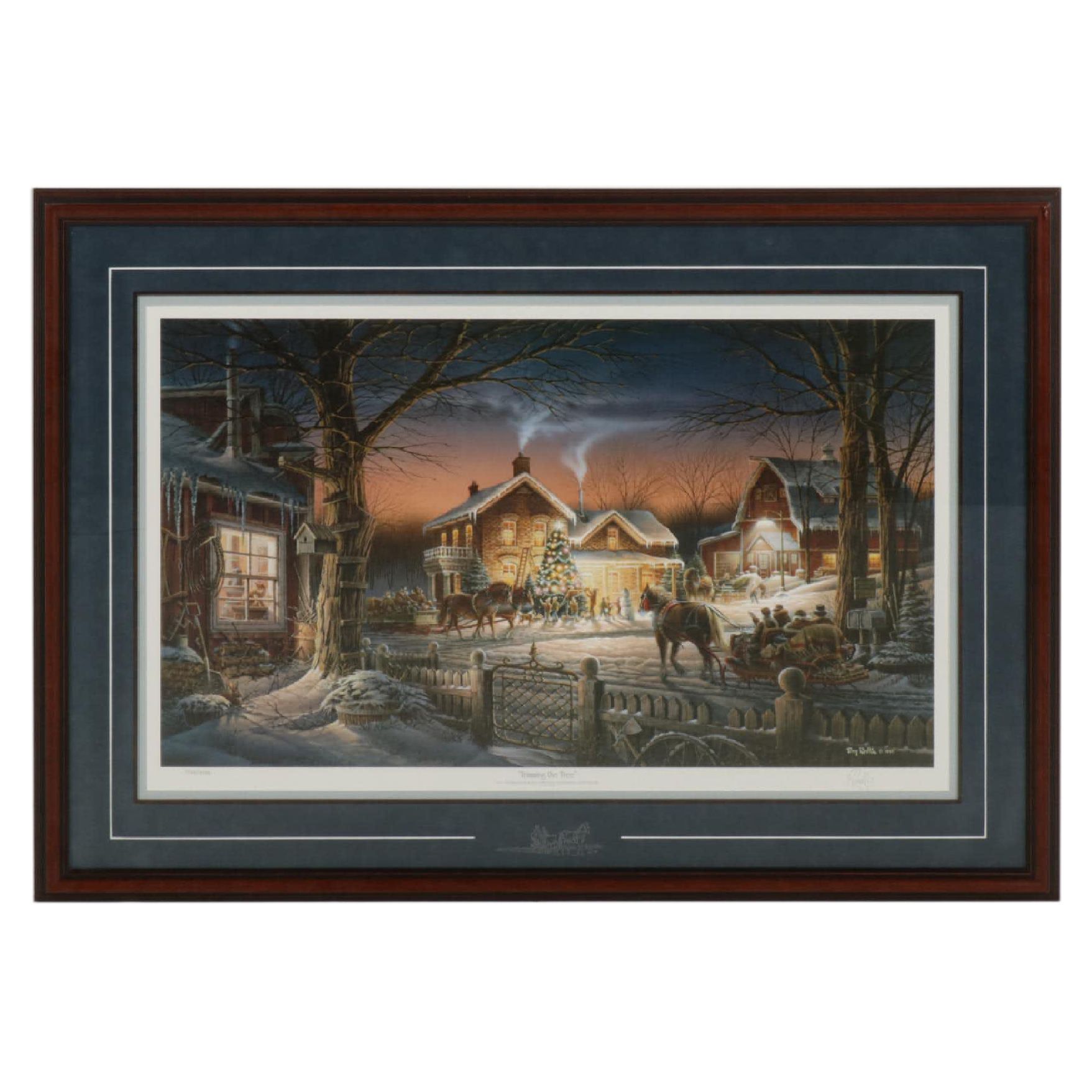 Terry Redlin Offset Lithograph "Trimming the Tree," 1995