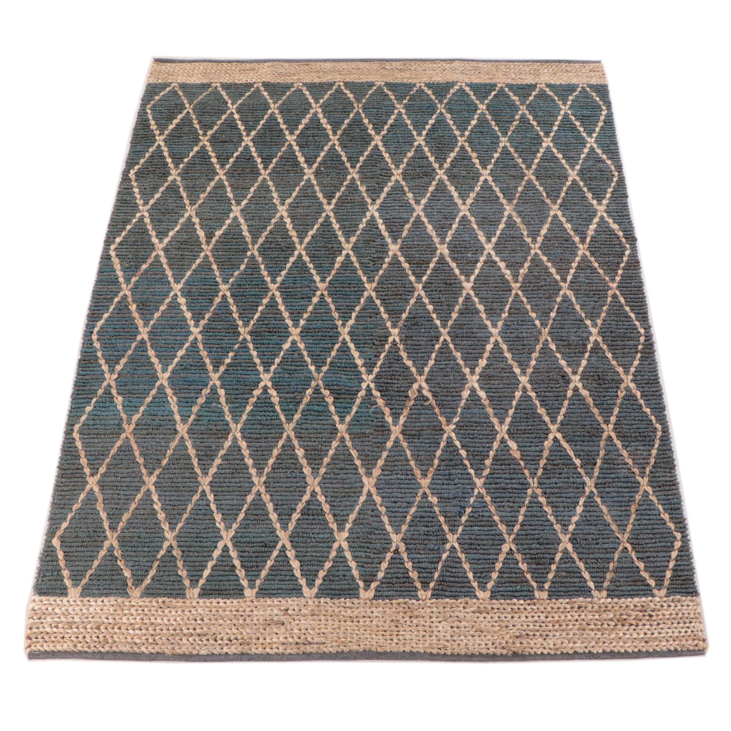 7'10 x 10'5 Handwoven Jute Diamond Trellis Pattern Area Rug