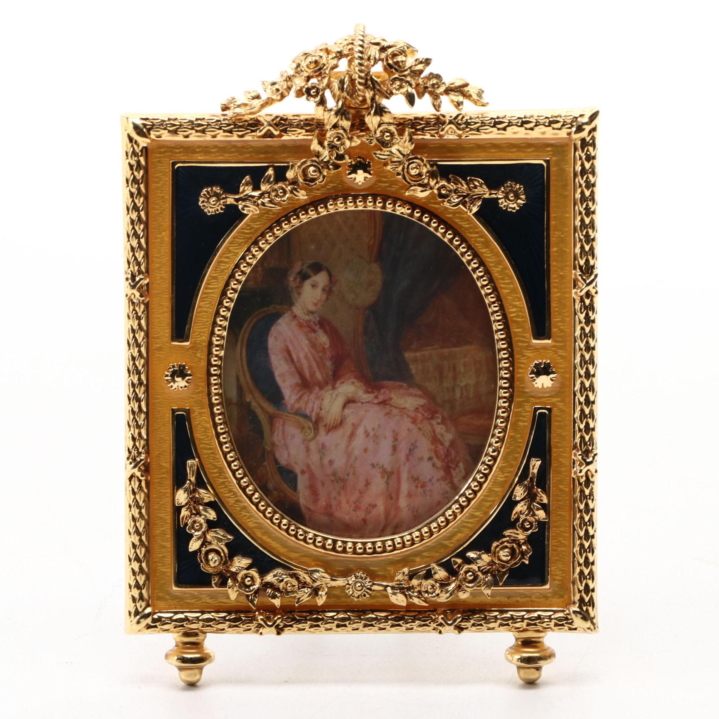 Faberge Embellished Guilloché Enamel Miniature Picture Frame