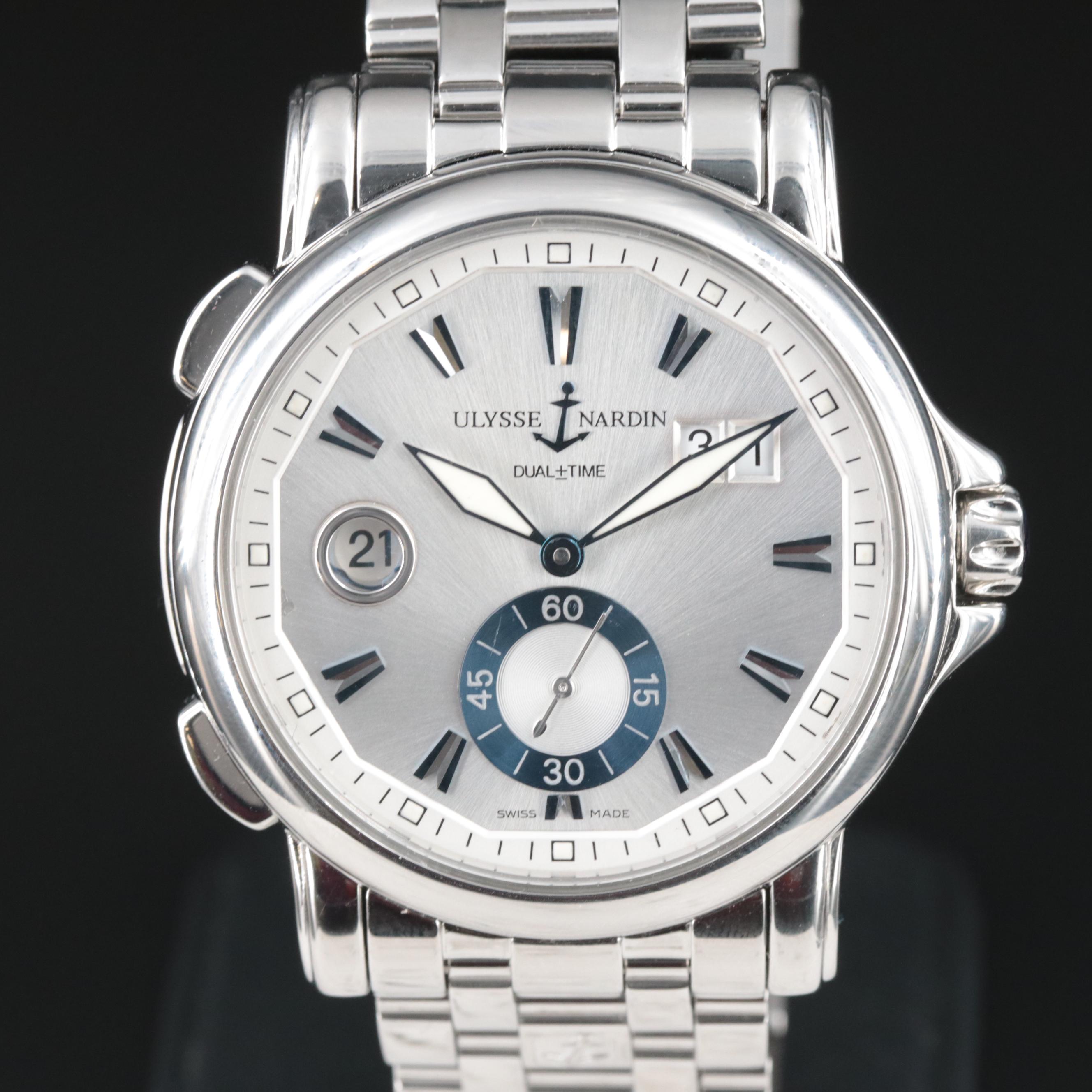 Ulysse Nardin Dual Time, Silver Dial, 42MM Steel Automatic Watch