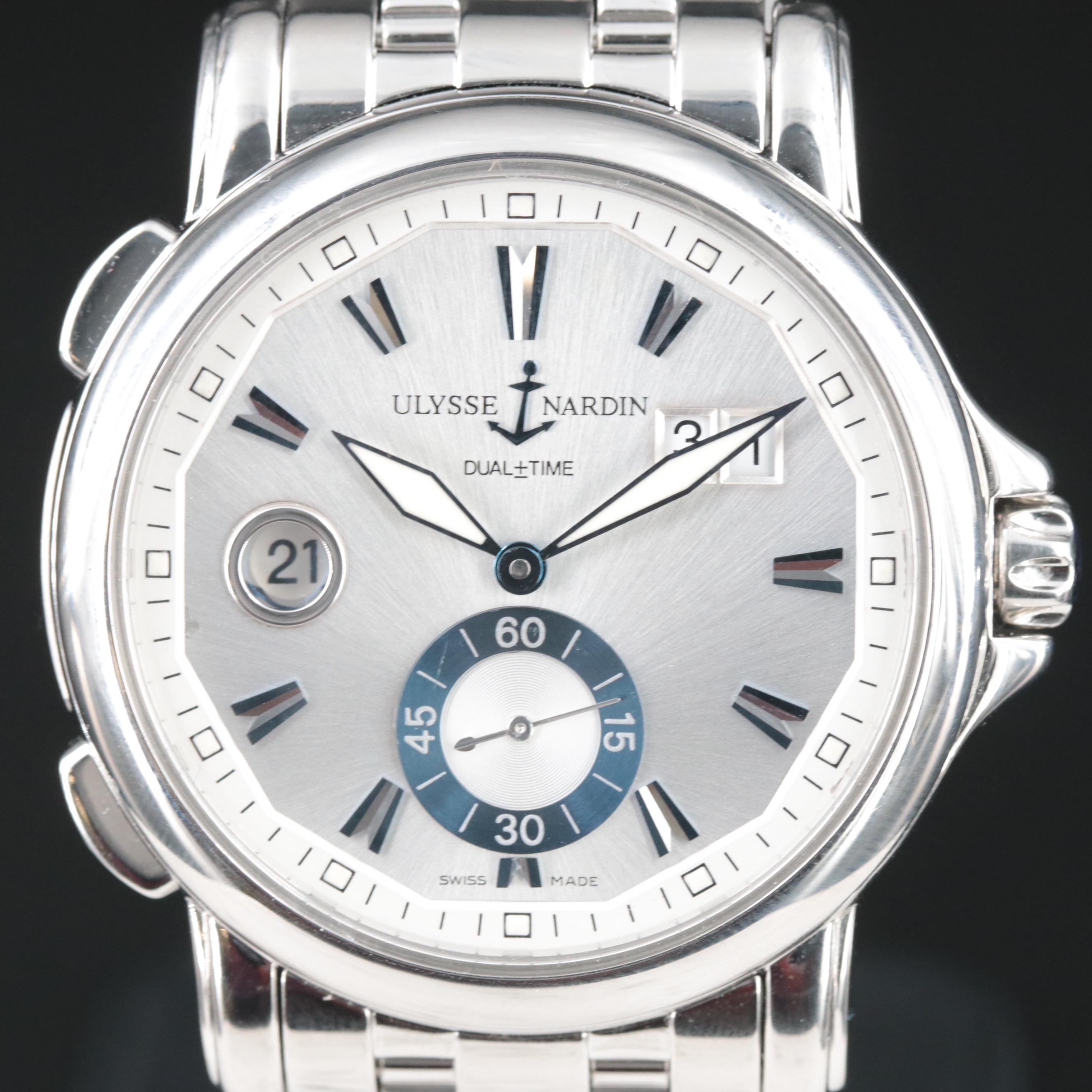 Ulysse Nardin Dual Time, Silver Dial, 42MM Steel Automatic Watch