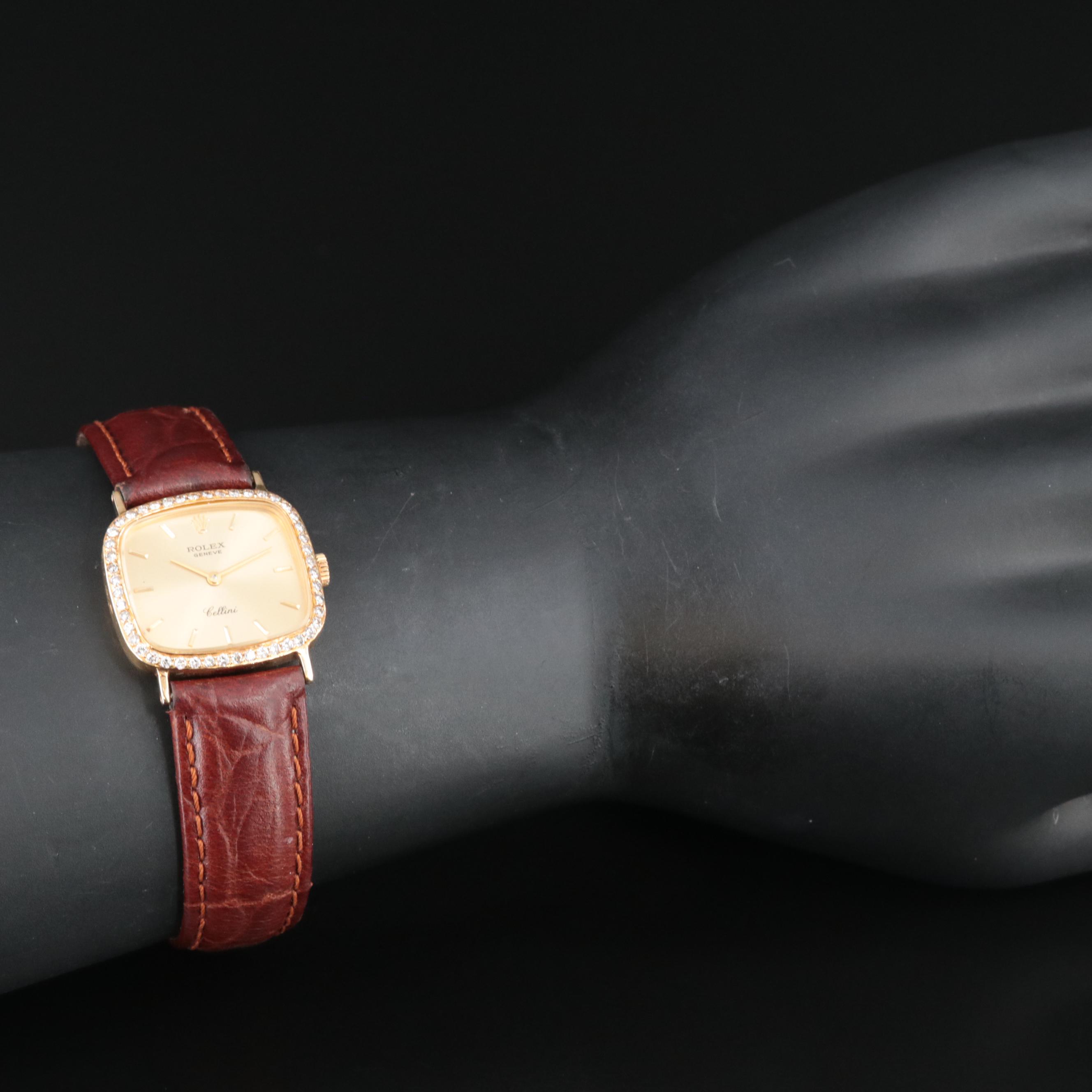 1970s 18K Custom Diamond Rolex Cellini Watch