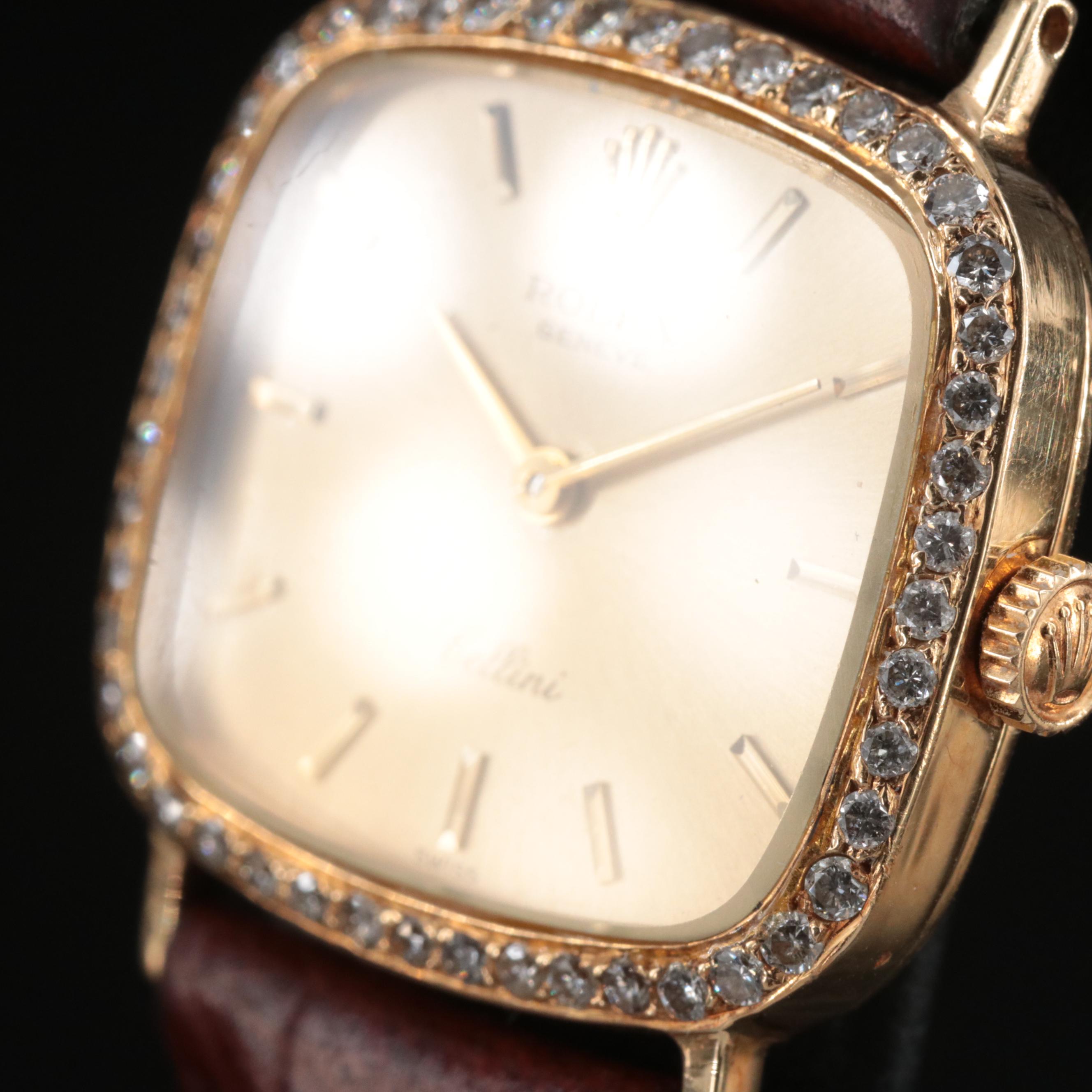 1970s 18K Custom Diamond Rolex Cellini Watch