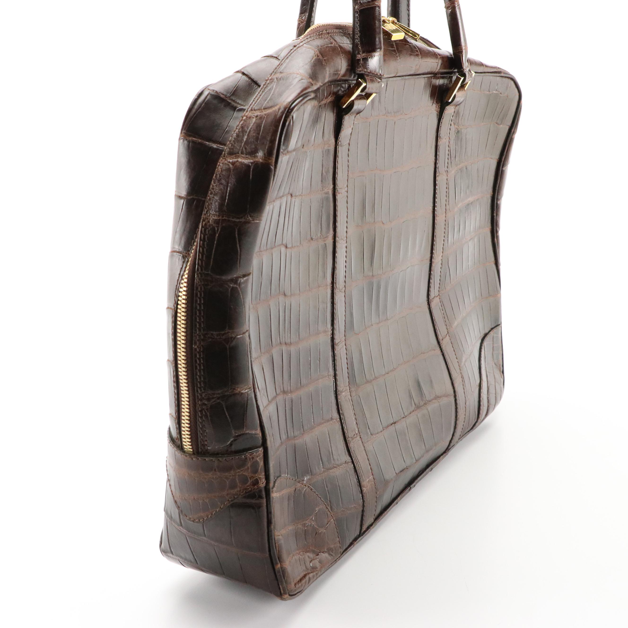 Brooks Brothers Brown Alligator Leather Briefcase