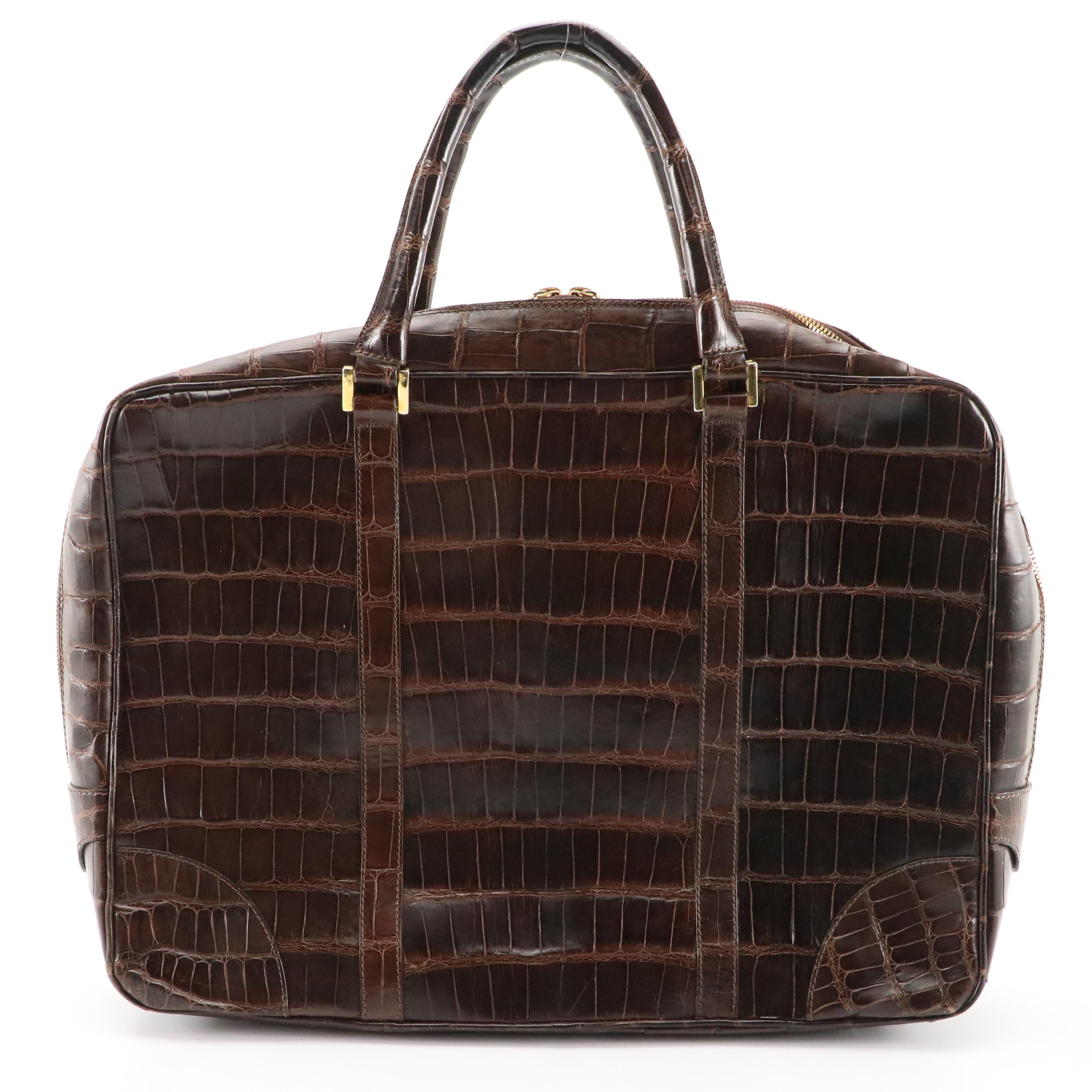 Brooks Brothers Brown Alligator Leather Briefcase