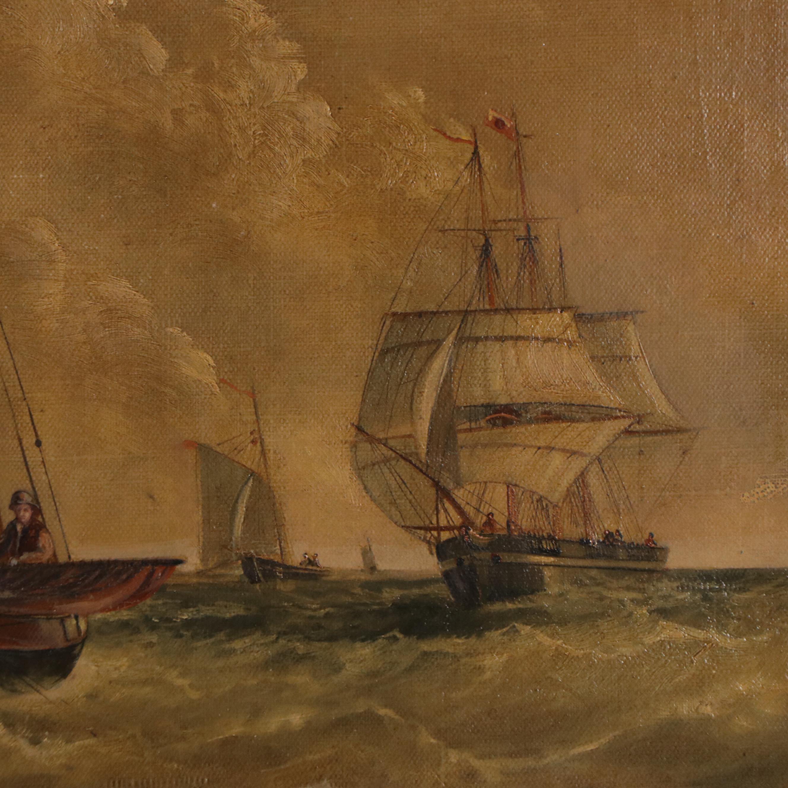 Narrative Oil Painting of Maritime Seascape, Circa 19th Century