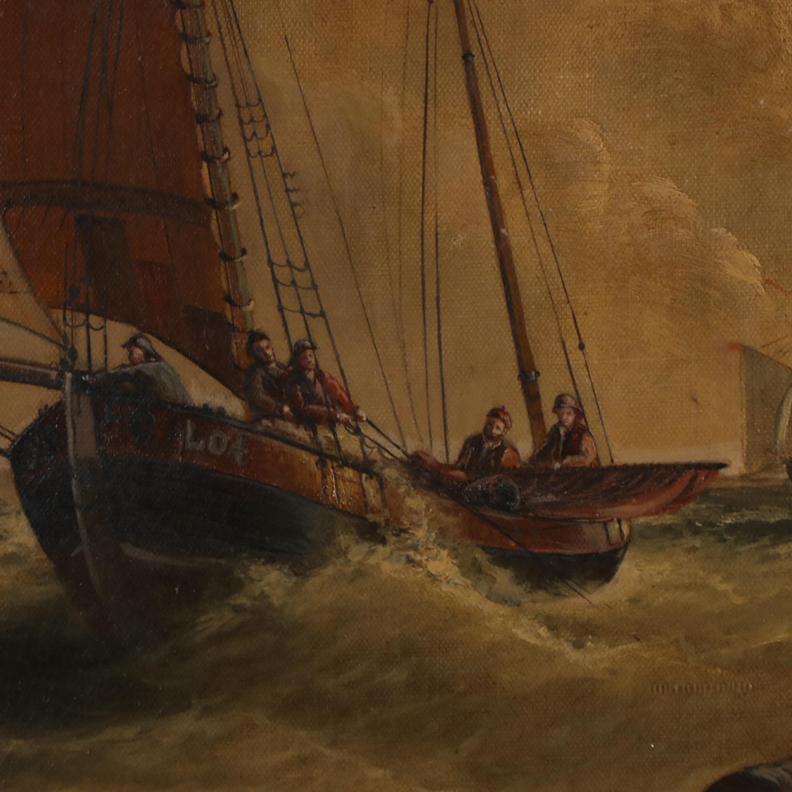 Narrative Oil Painting of Maritime Seascape, Circa 19th Century