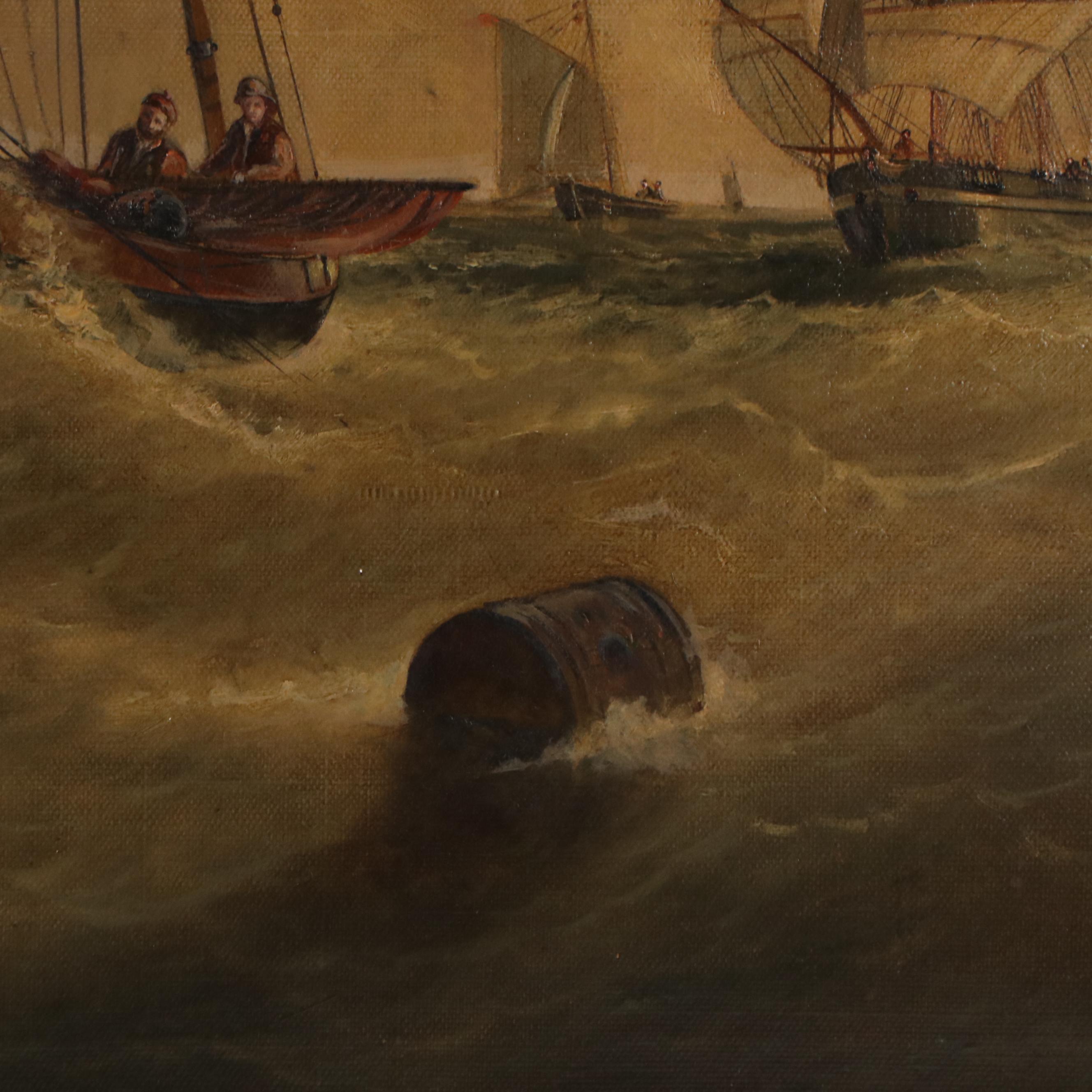 Narrative Oil Painting of Maritime Seascape, Circa 19th Century