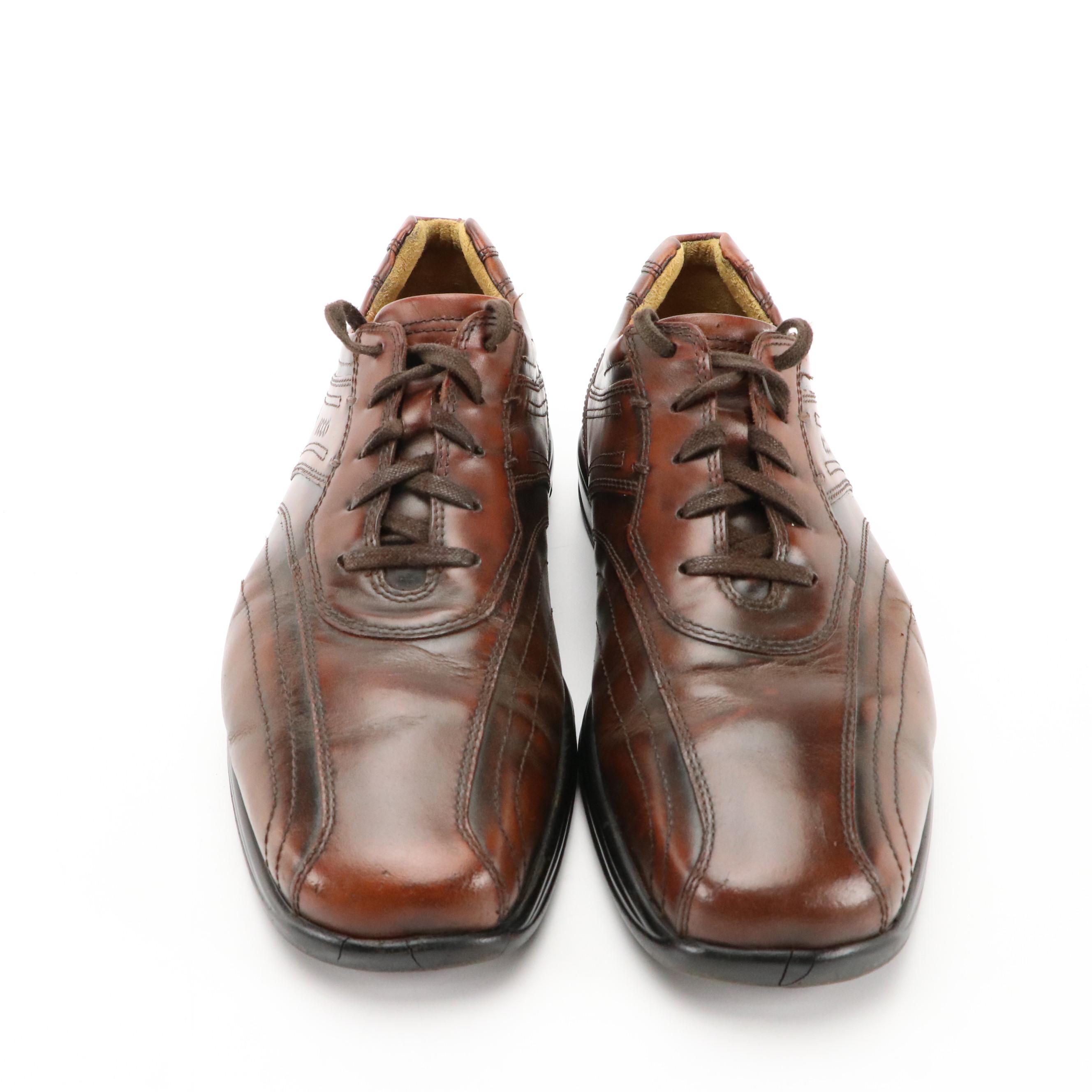 Men's Ecco Brown Leather Lace-Up Shoes & Florsheim Burgundy Cap Toe Oxfords
