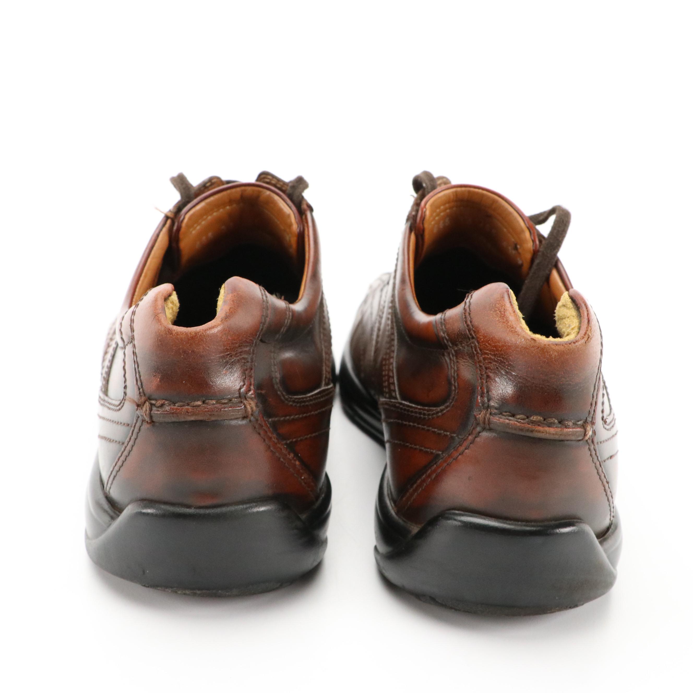 Men's Ecco Brown Leather Lace-Up Shoes & Florsheim Burgundy Cap Toe Oxfords