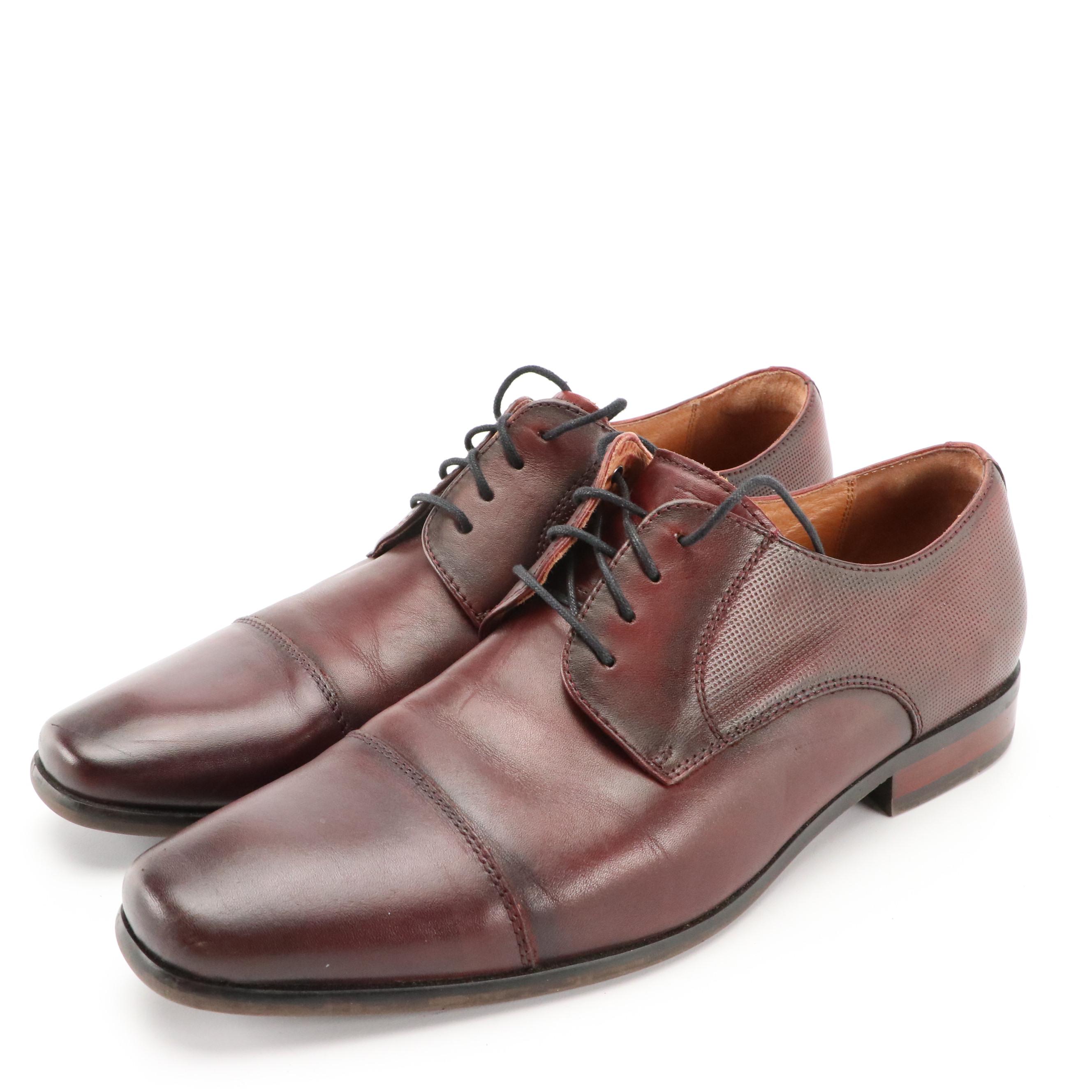 Men's Ecco Brown Leather Lace-Up Shoes & Florsheim Burgundy Cap Toe Oxfords