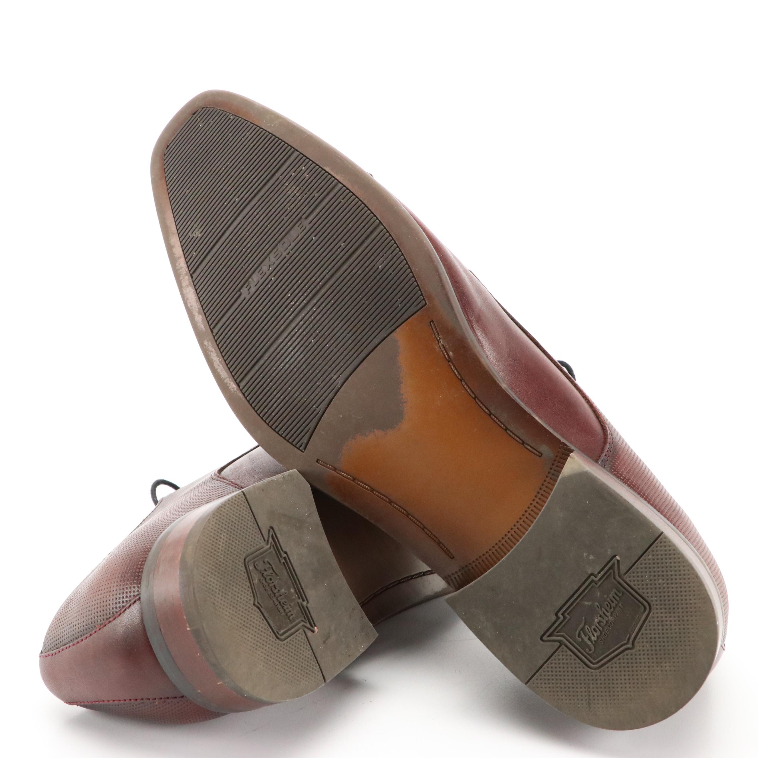 Men's Ecco Brown Leather Lace-Up Shoes & Florsheim Burgundy Cap Toe Oxfords