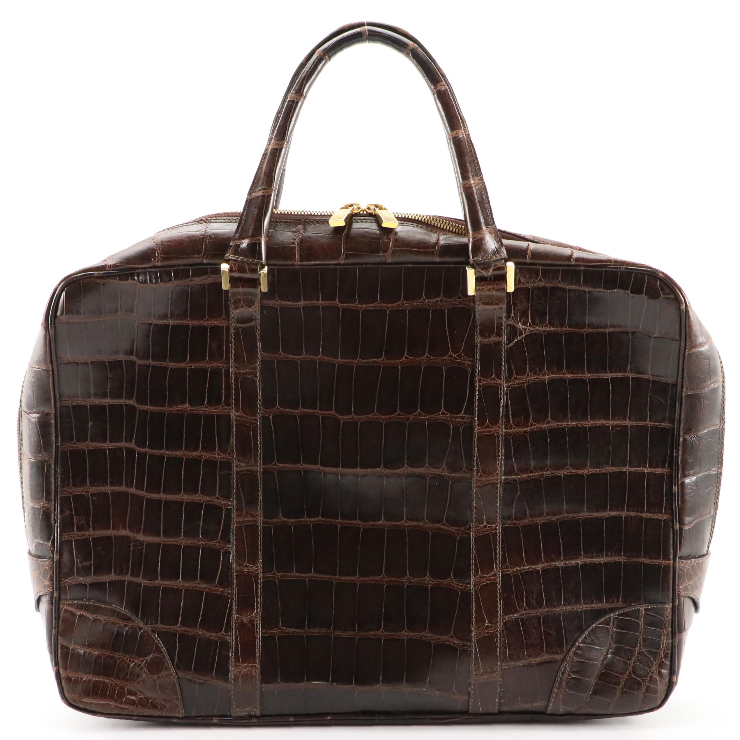 Brooks Brothers Brown Alligator Leather Briefcase