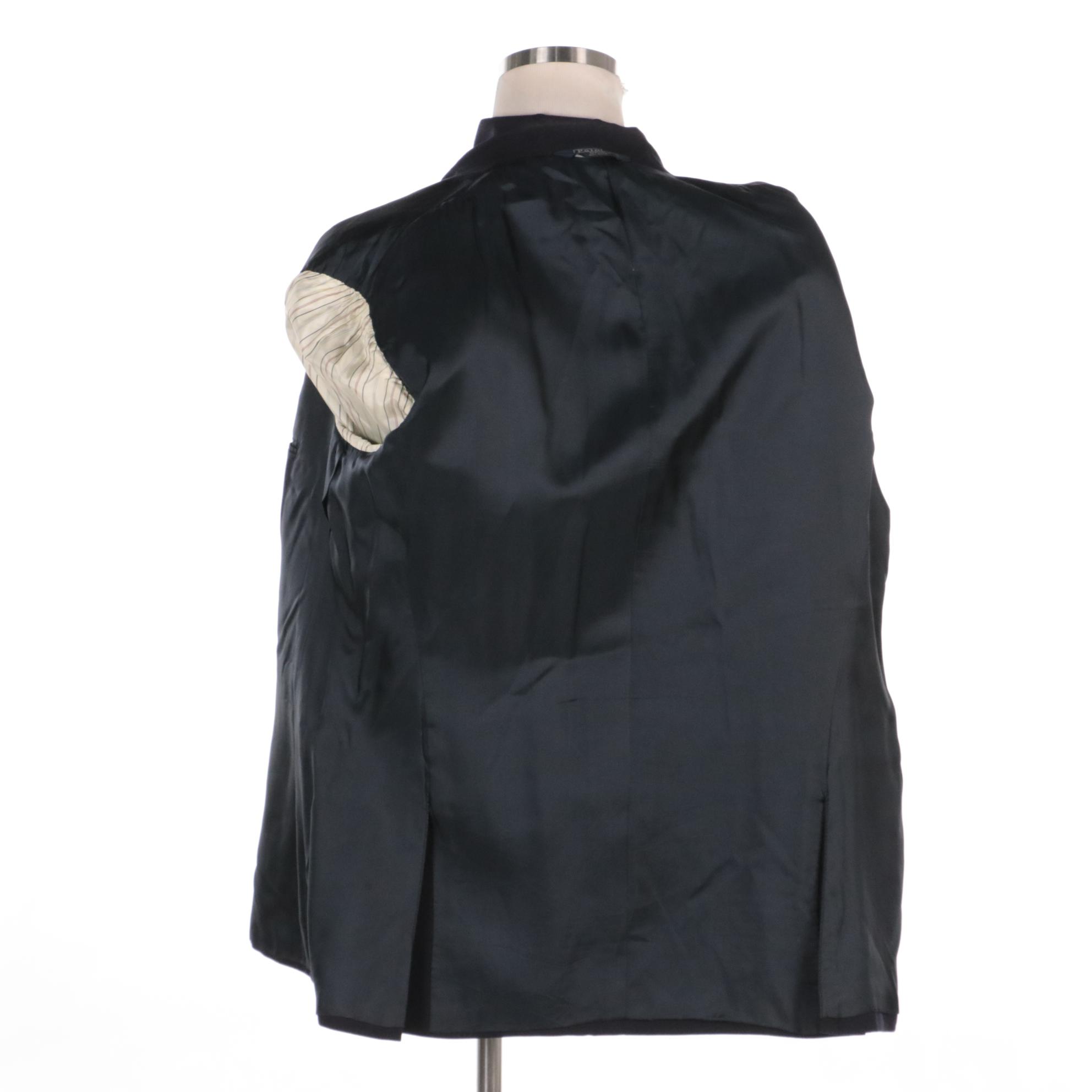 Polo by Ralph Lauren Navy Wool Double-Breasted Blazer with Embroidered Crest