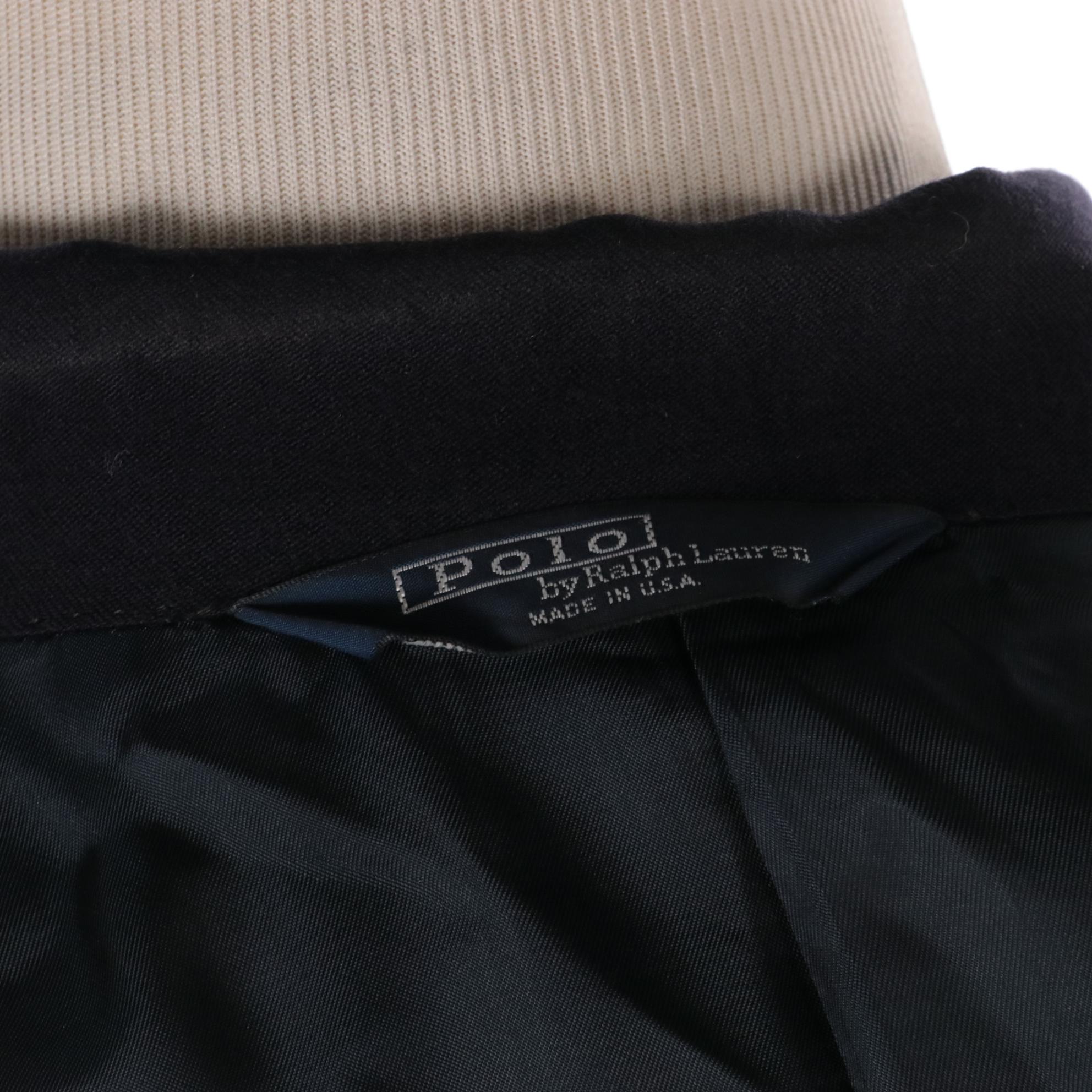 Polo by Ralph Lauren Navy Wool Double-Breasted Blazer with Embroidered Crest