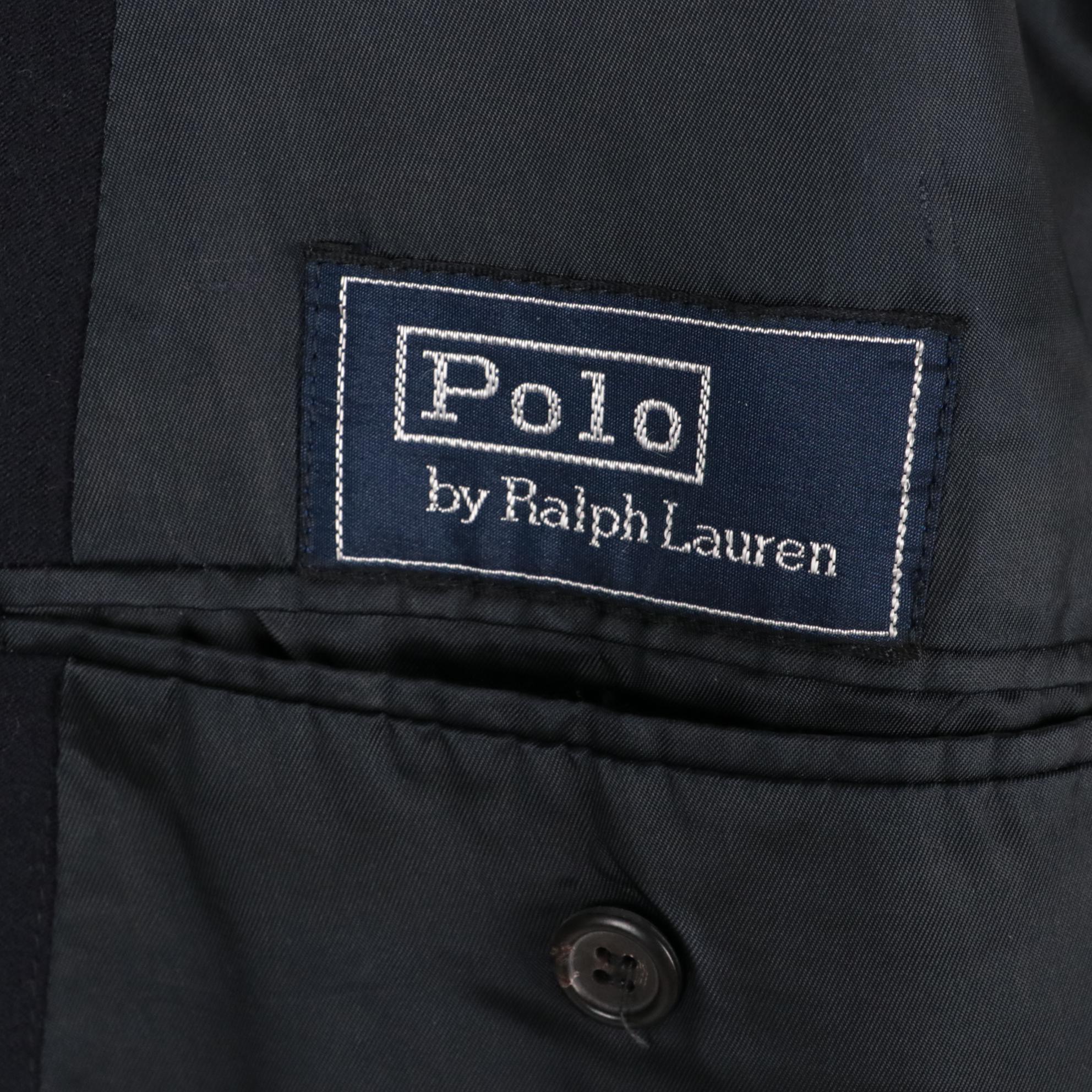 Polo by Ralph Lauren Navy Wool Double-Breasted Blazer with Embroidered Crest