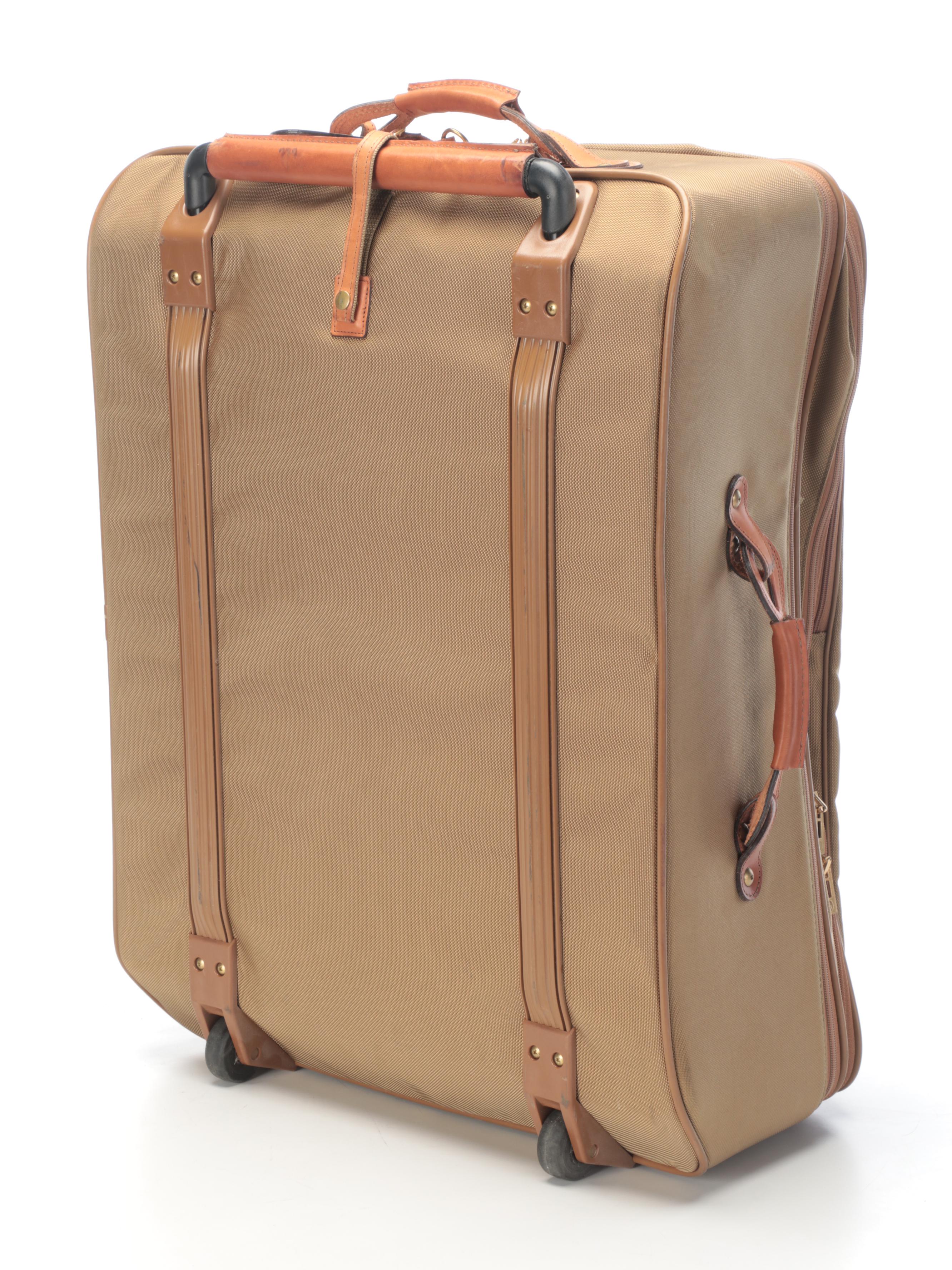 Hartmann Luggage Leather Strap Duffle Bag and Rolling Suitcase