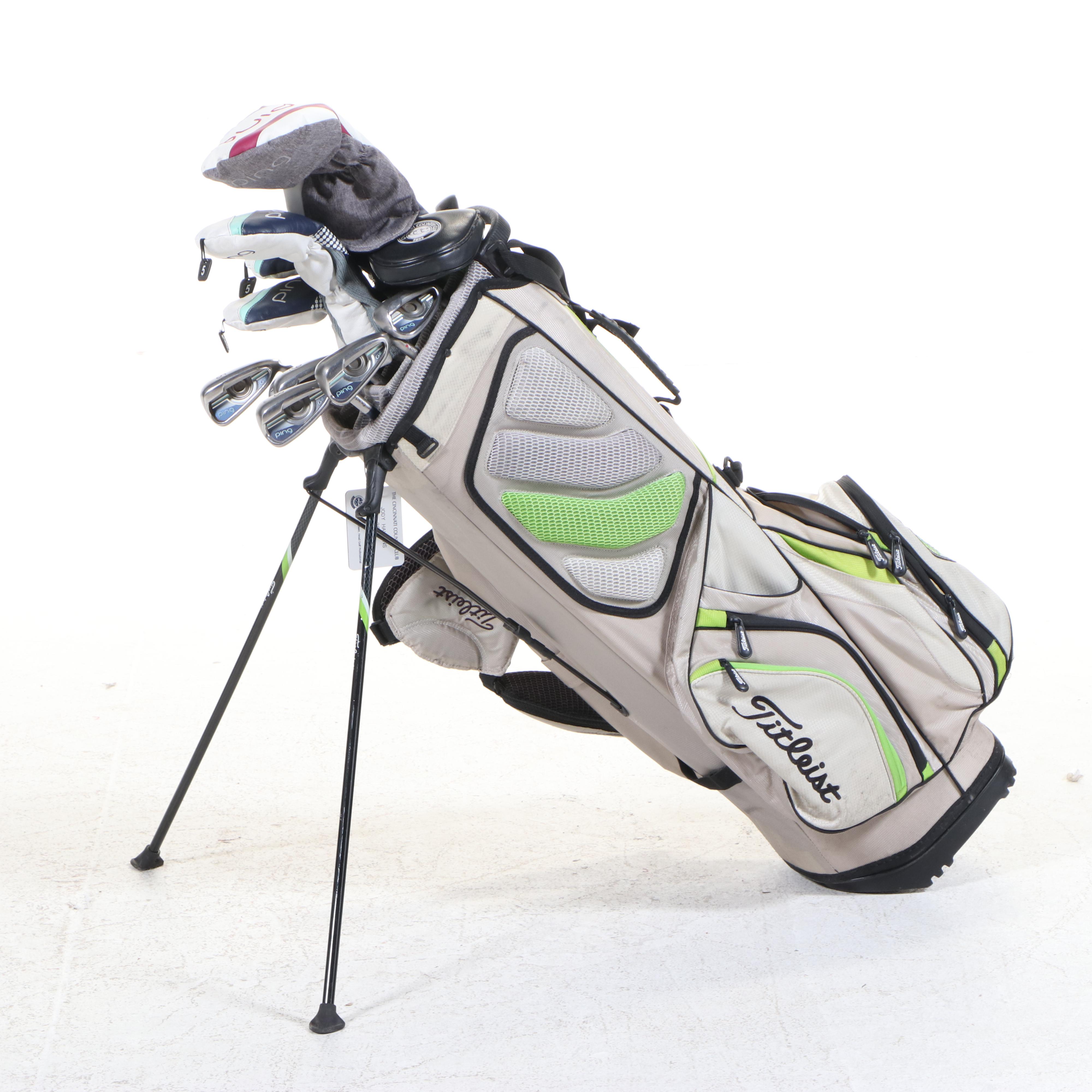 Titleist "Cincinnati Country Club" Golf Bag With Ping Clubs