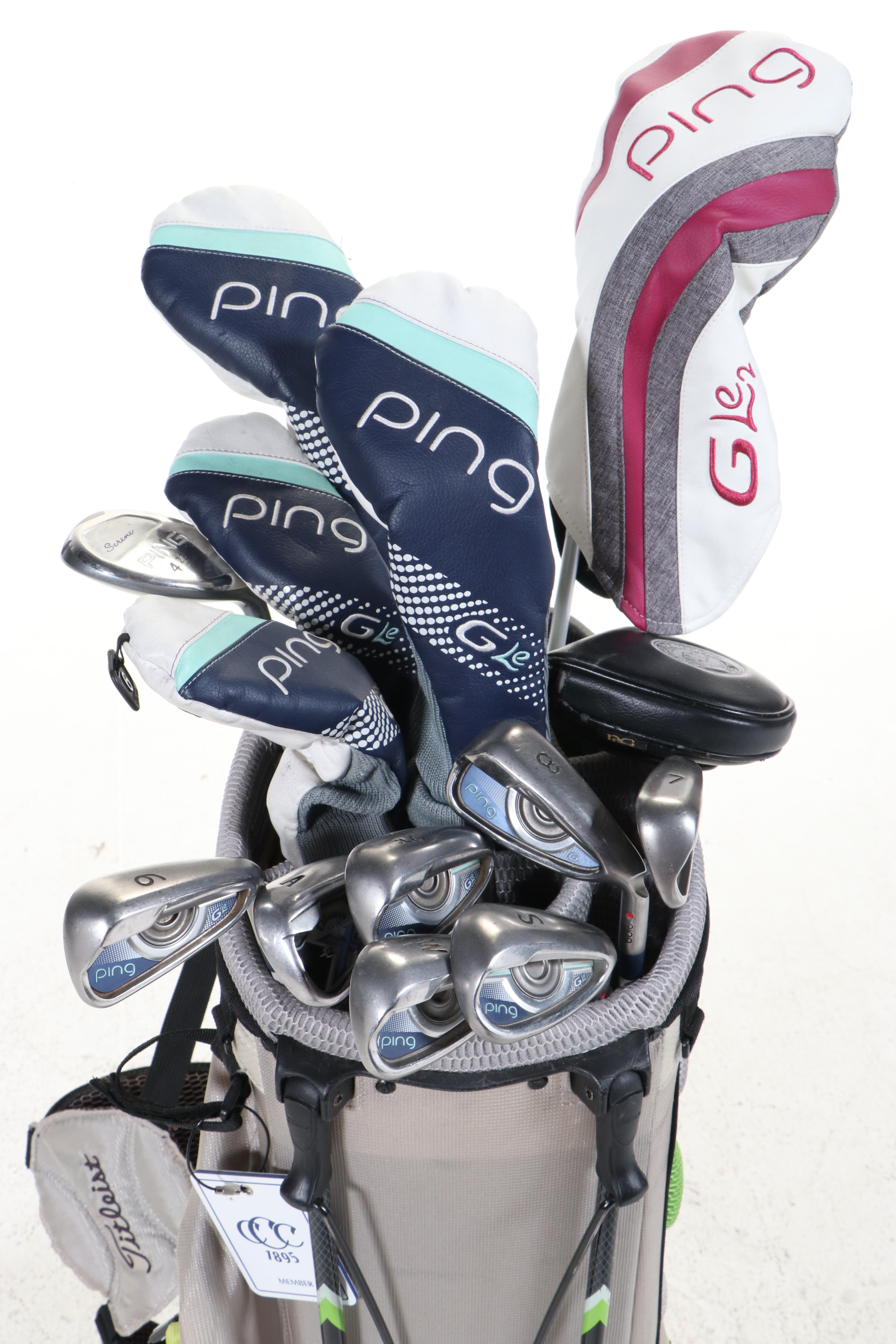 Titleist "Cincinnati Country Club" Golf Bag With Ping Clubs