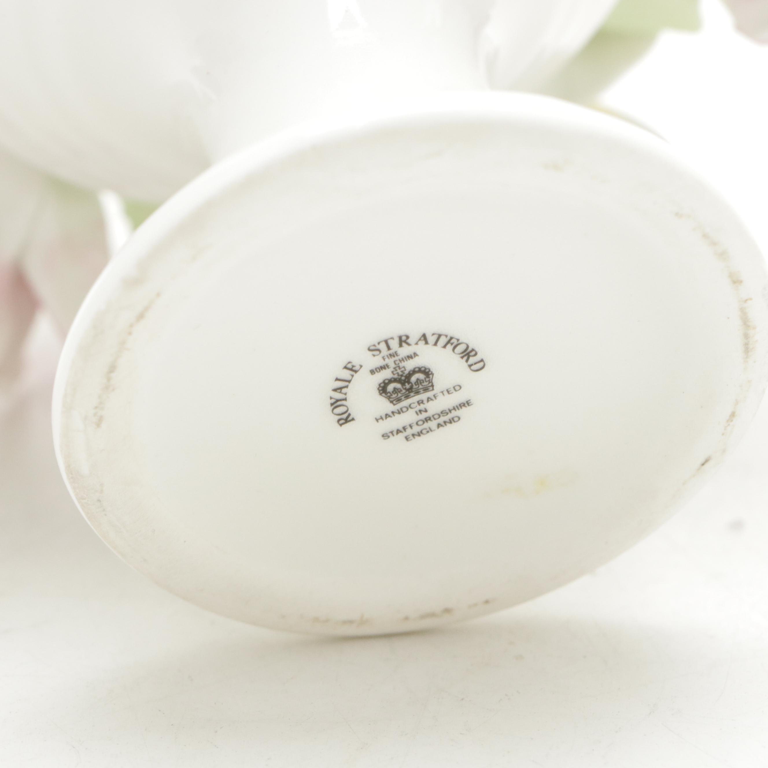 English Bone China Flower Basket Figurines