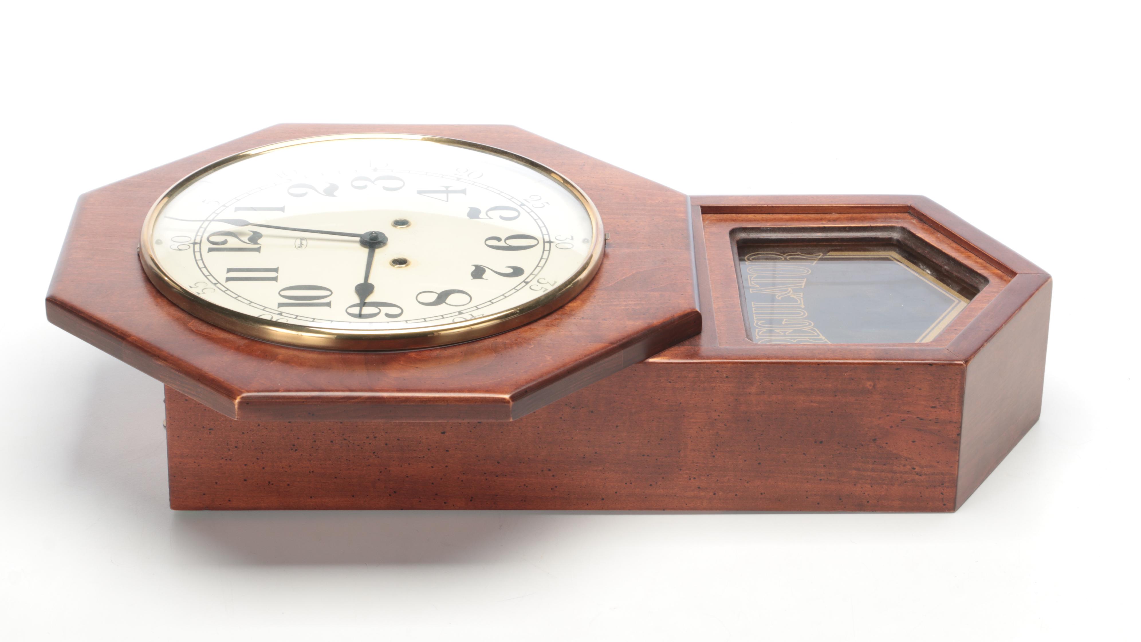 Ridgeway Schoolhouse Regulator Pendulum Wall Clock, Late 20th Century