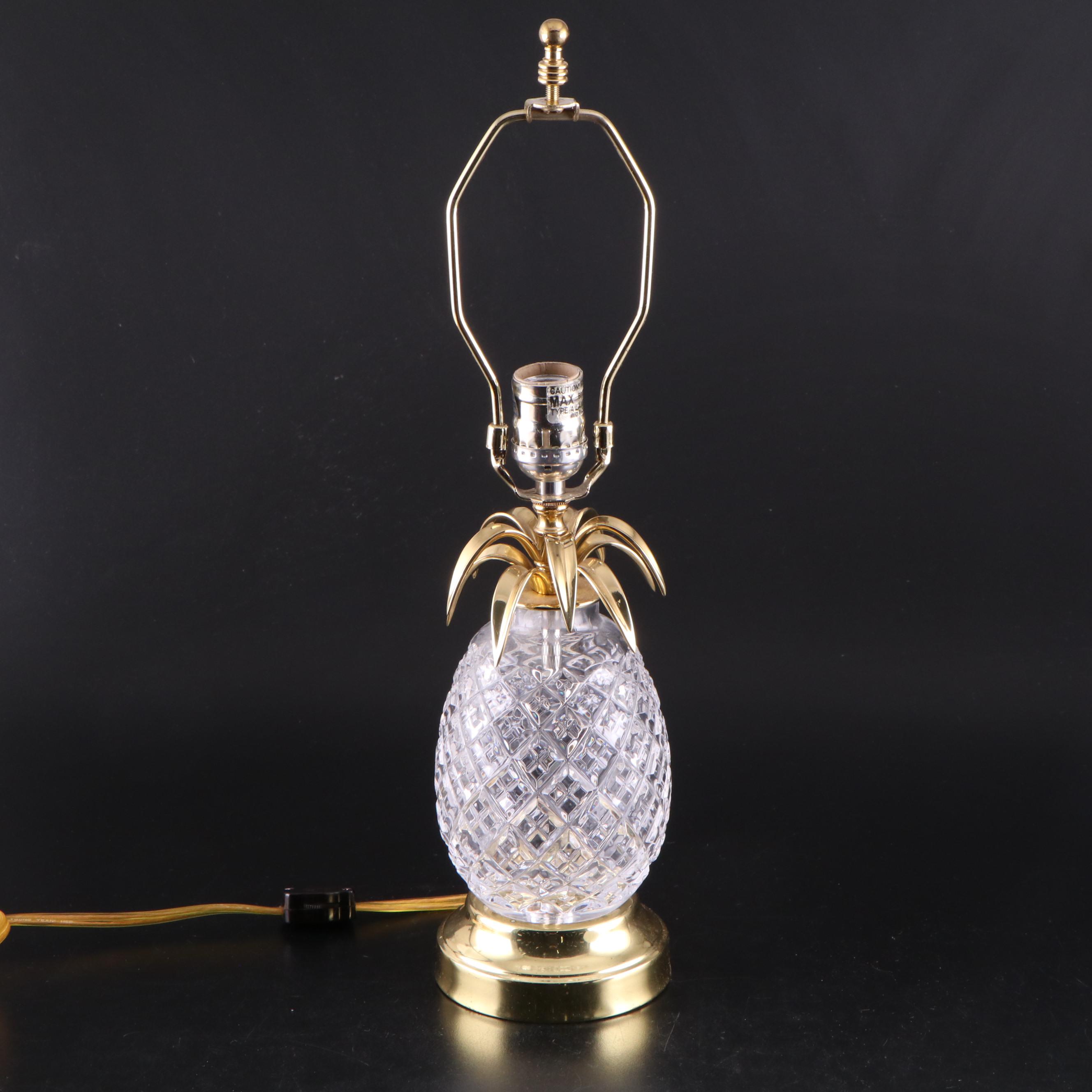 Waterford Crystal and Brass Pineapple Table Lamp