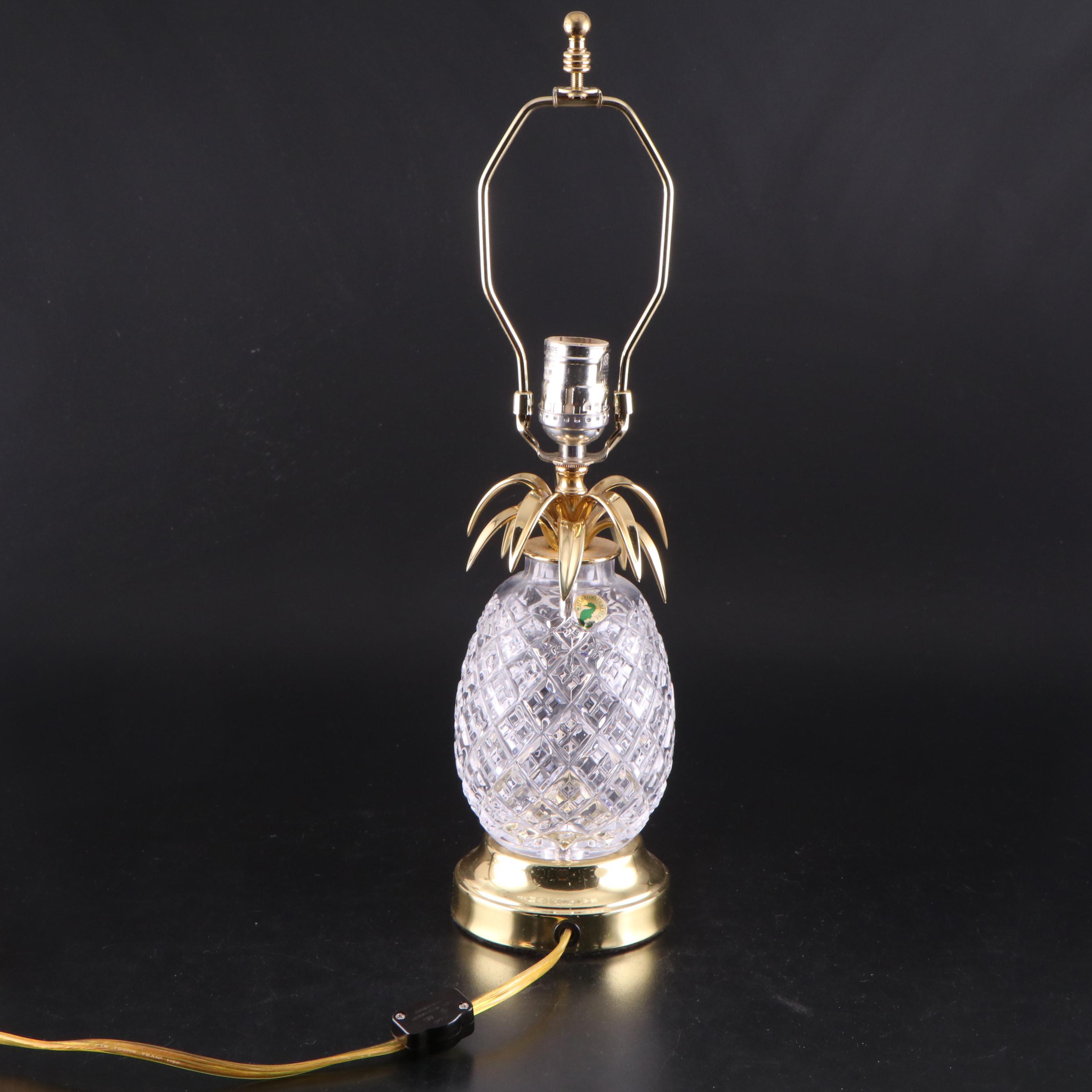 Waterford Crystal and Brass Pineapple Table Lamp