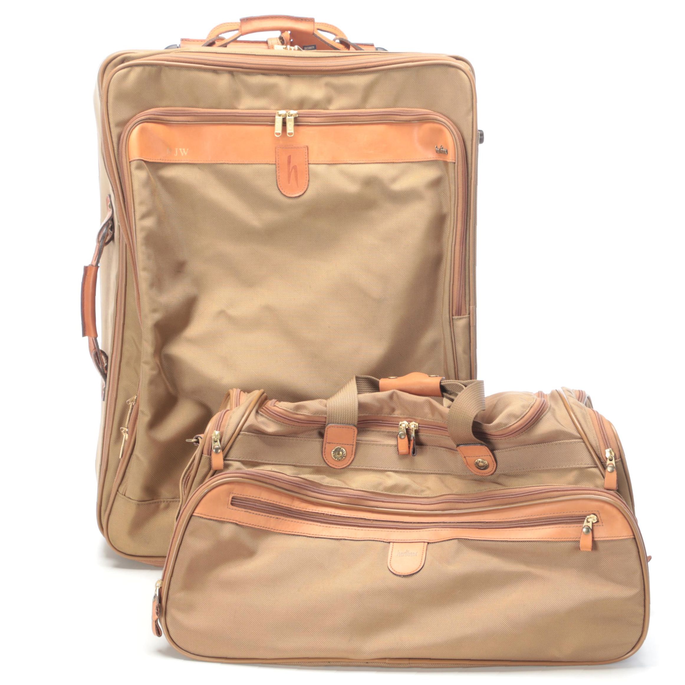Hartmann Luggage Leather Strap Duffle Bag and Rolling Suitcase