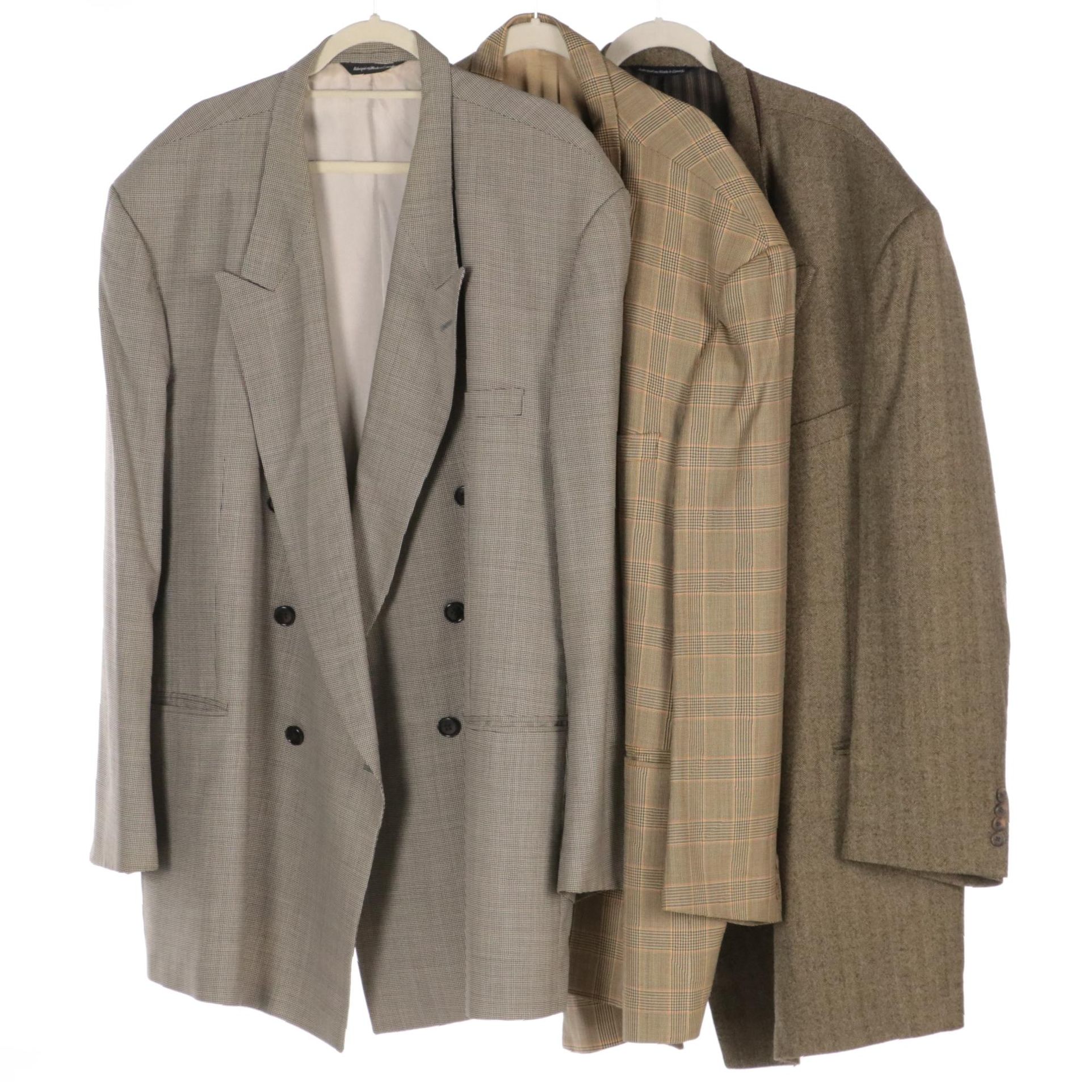 Men's Rochester Big & Tall Plaid, Check and Herringbone Wool Blazer